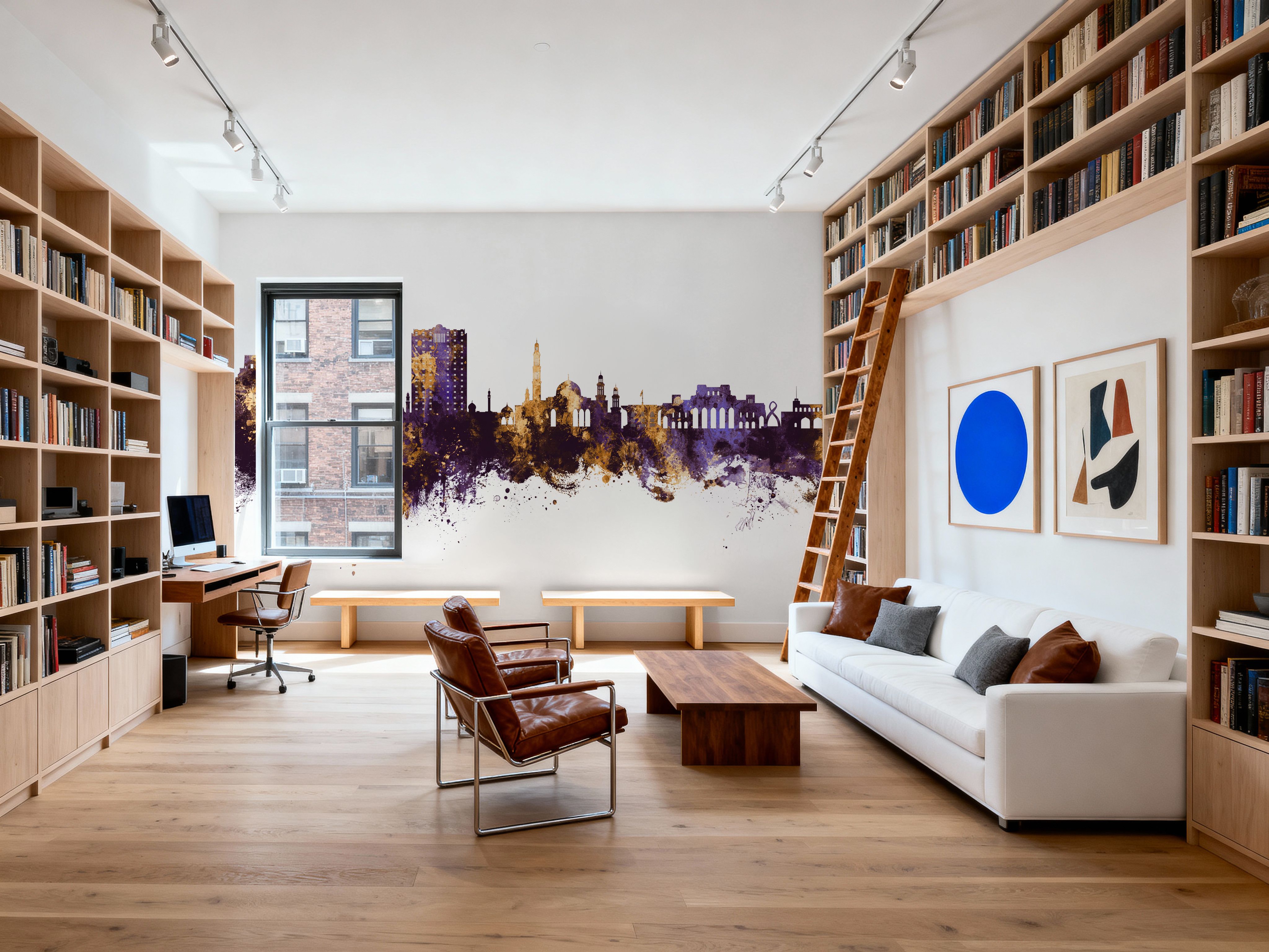 Muscat Oman Skyline Purple & Gold