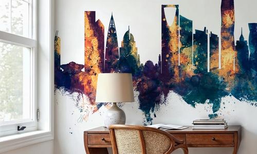Riyadh Saudi Arabia Skyline Blue & Bronze