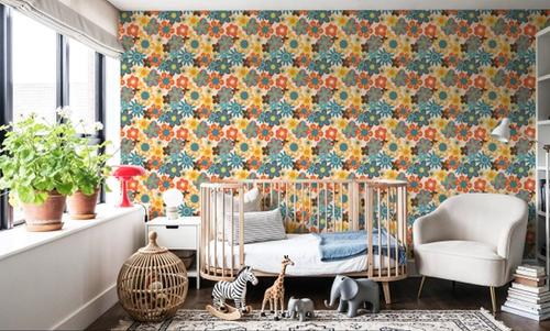 Flower Power, Yellow on Cream