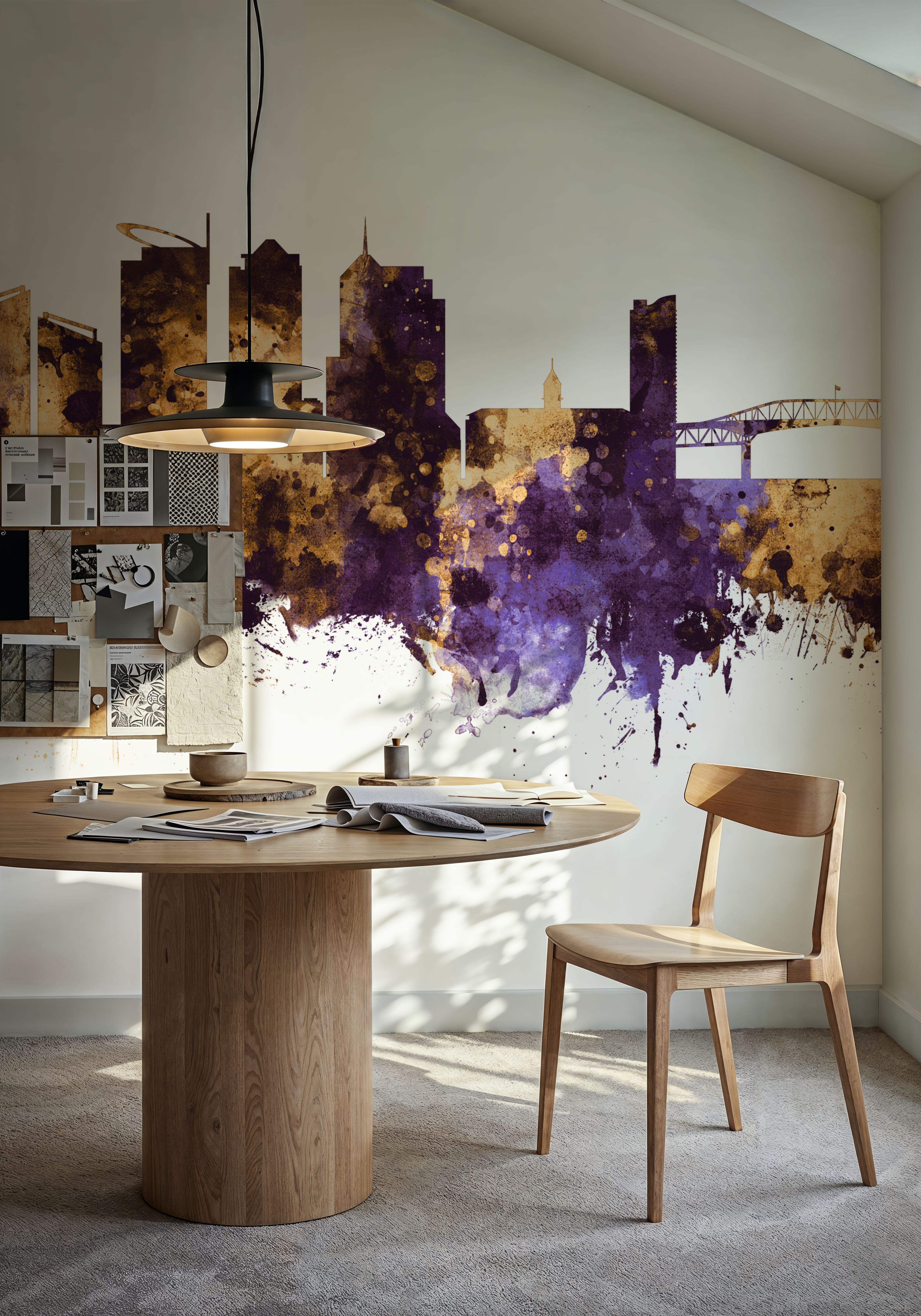 Auckland New Zeeland Skyline Purple & Gold