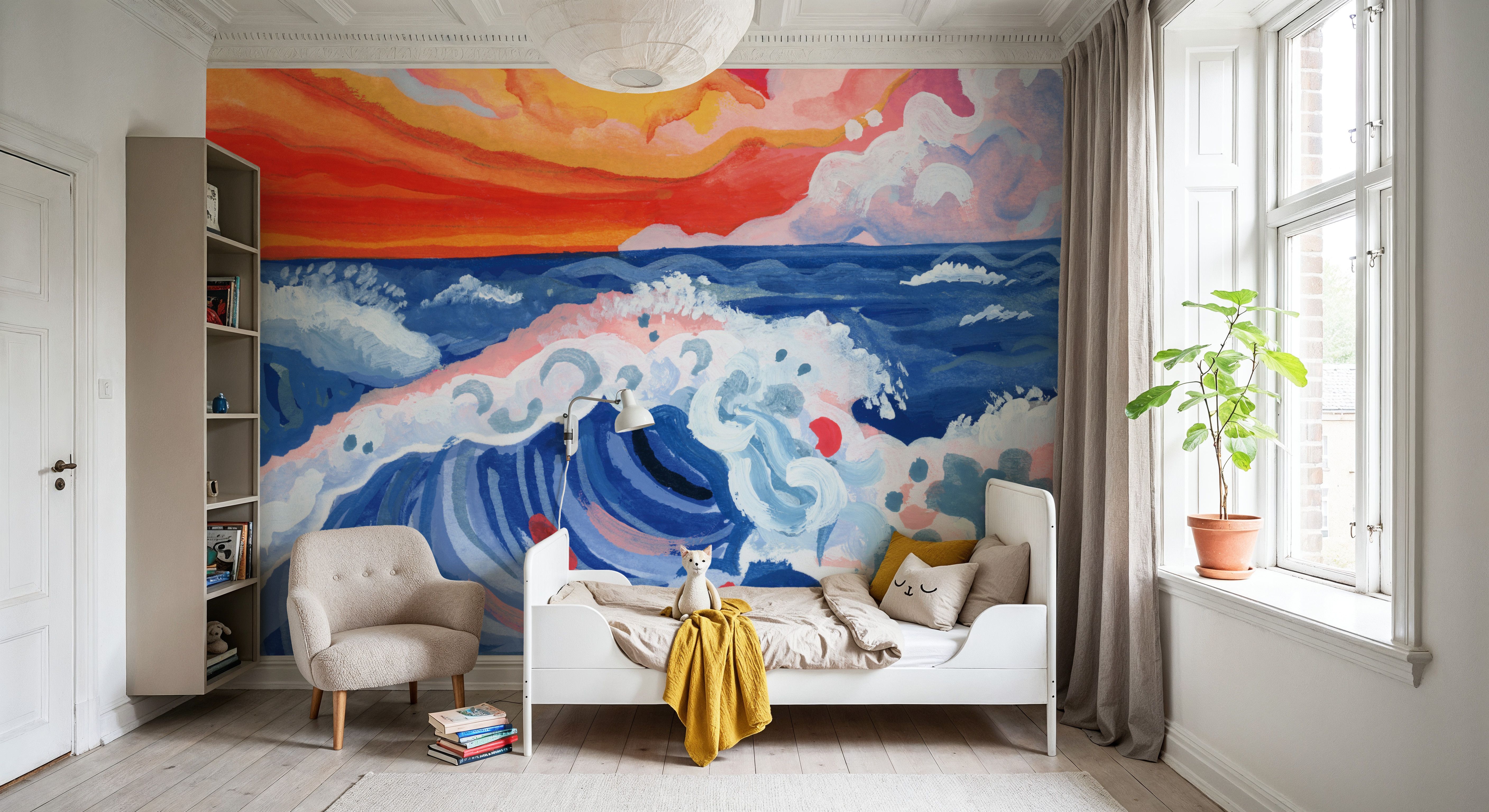 Waves Crashing With Sunset