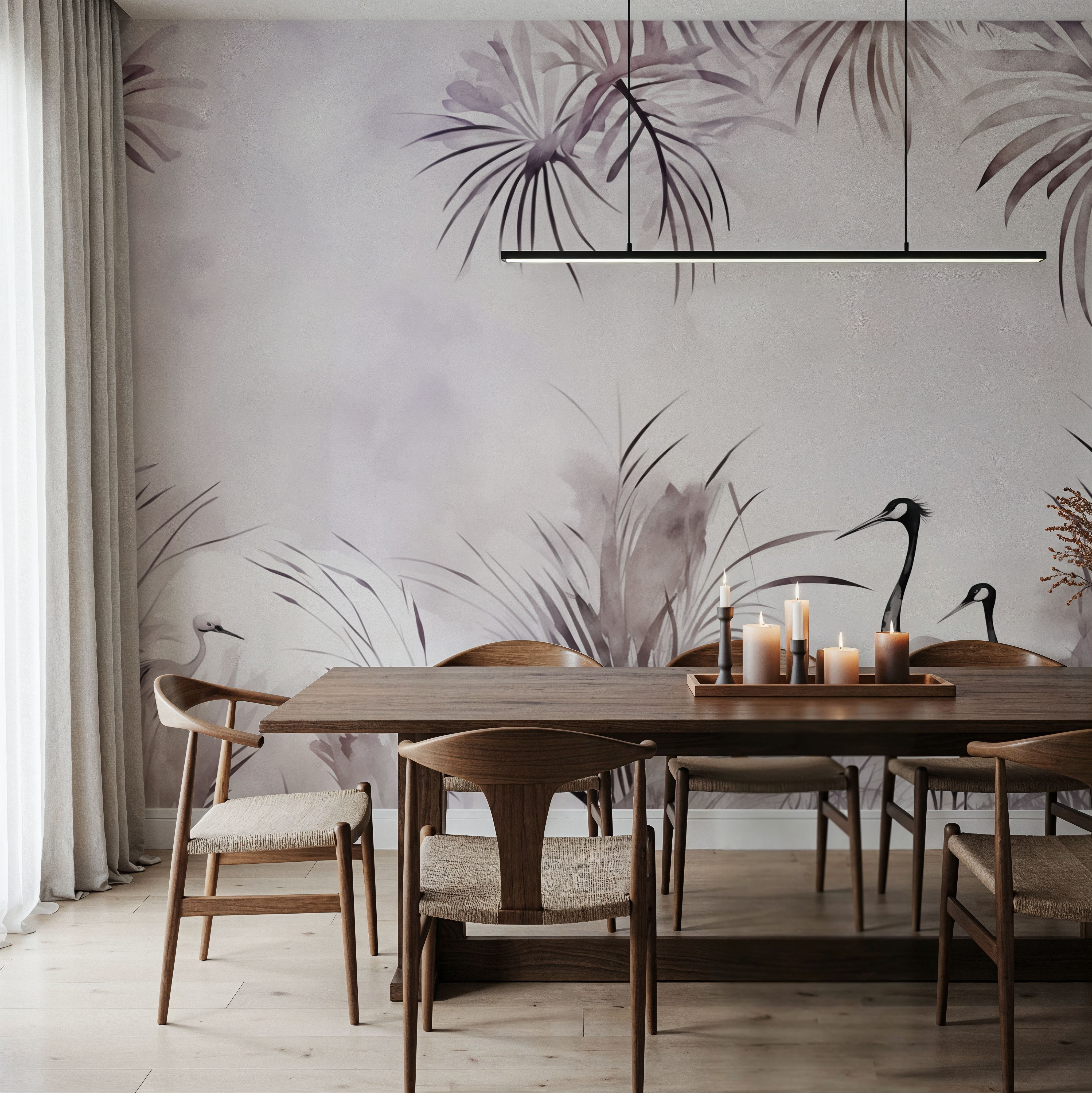 Cranes in a Field Purple