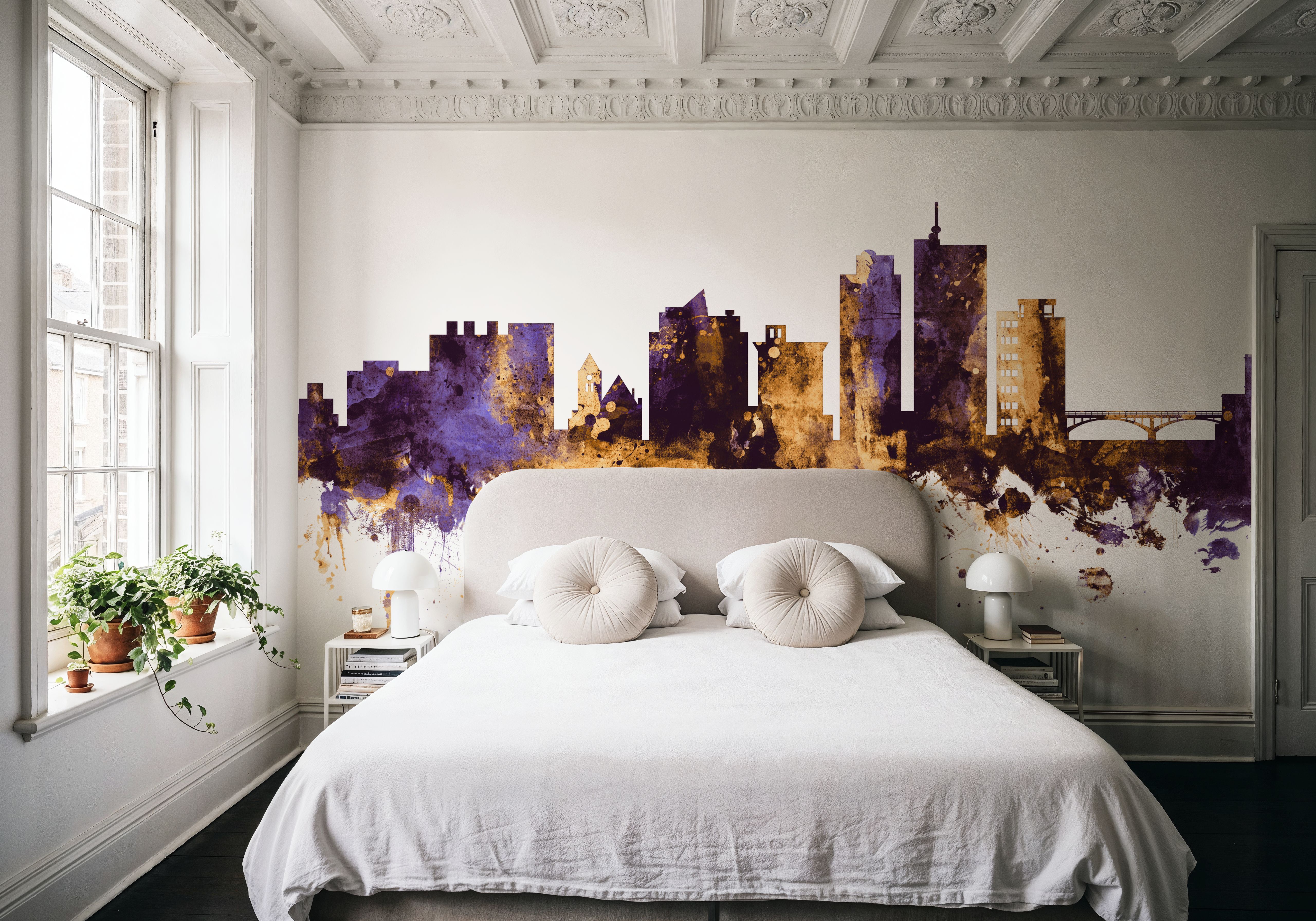 Cedar Rapids Iowa Skyline Purple & Gold