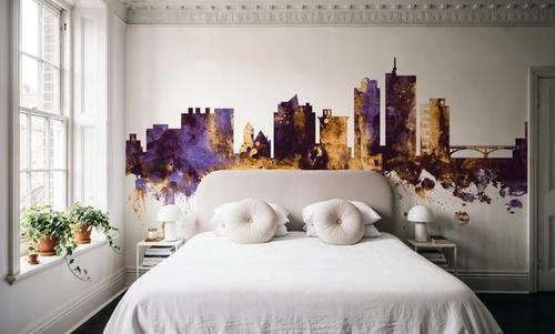 Cedar Rapids Iowa Skyline Purple & Gold