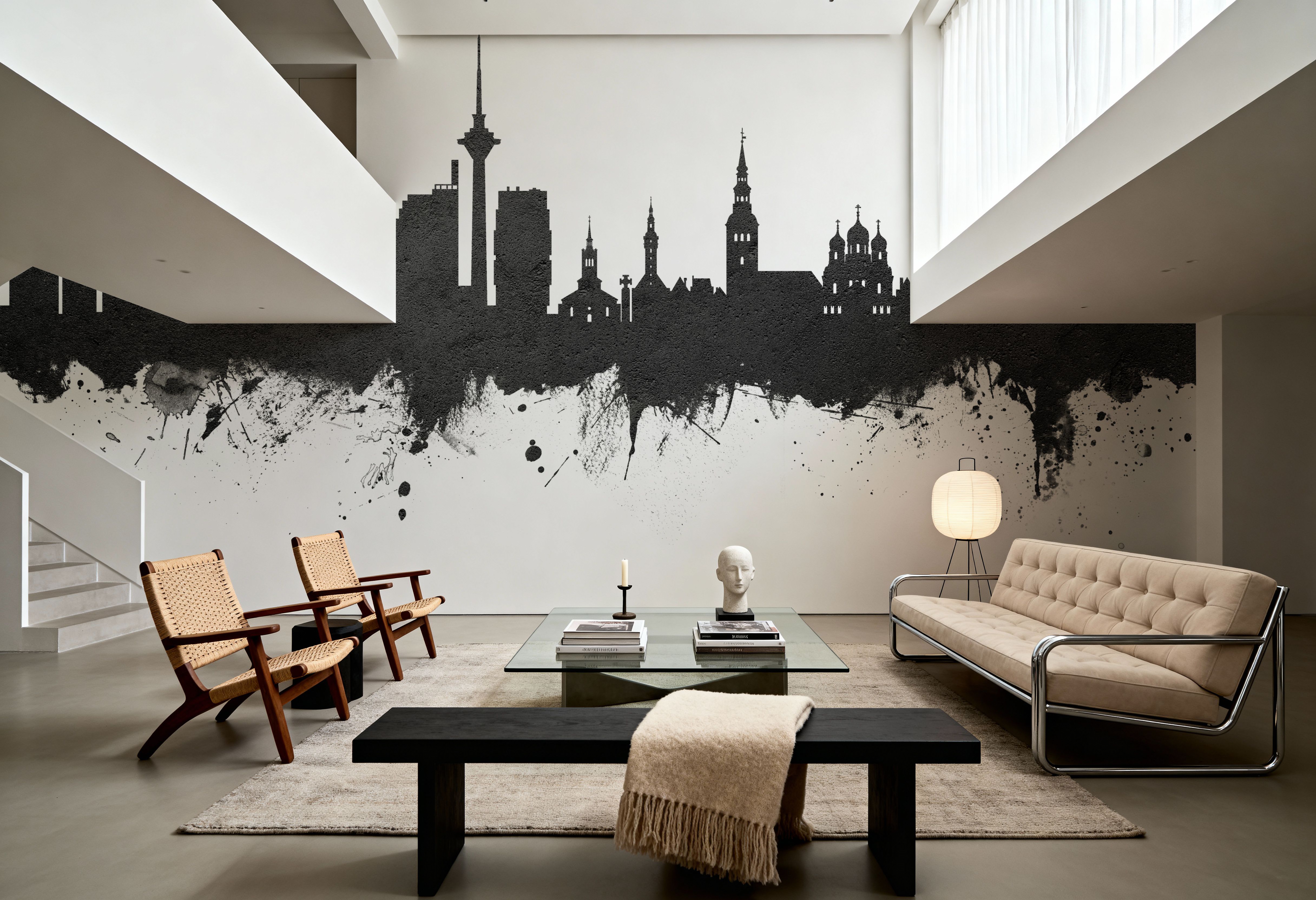 Tallinn Estonia Skyline Black & White