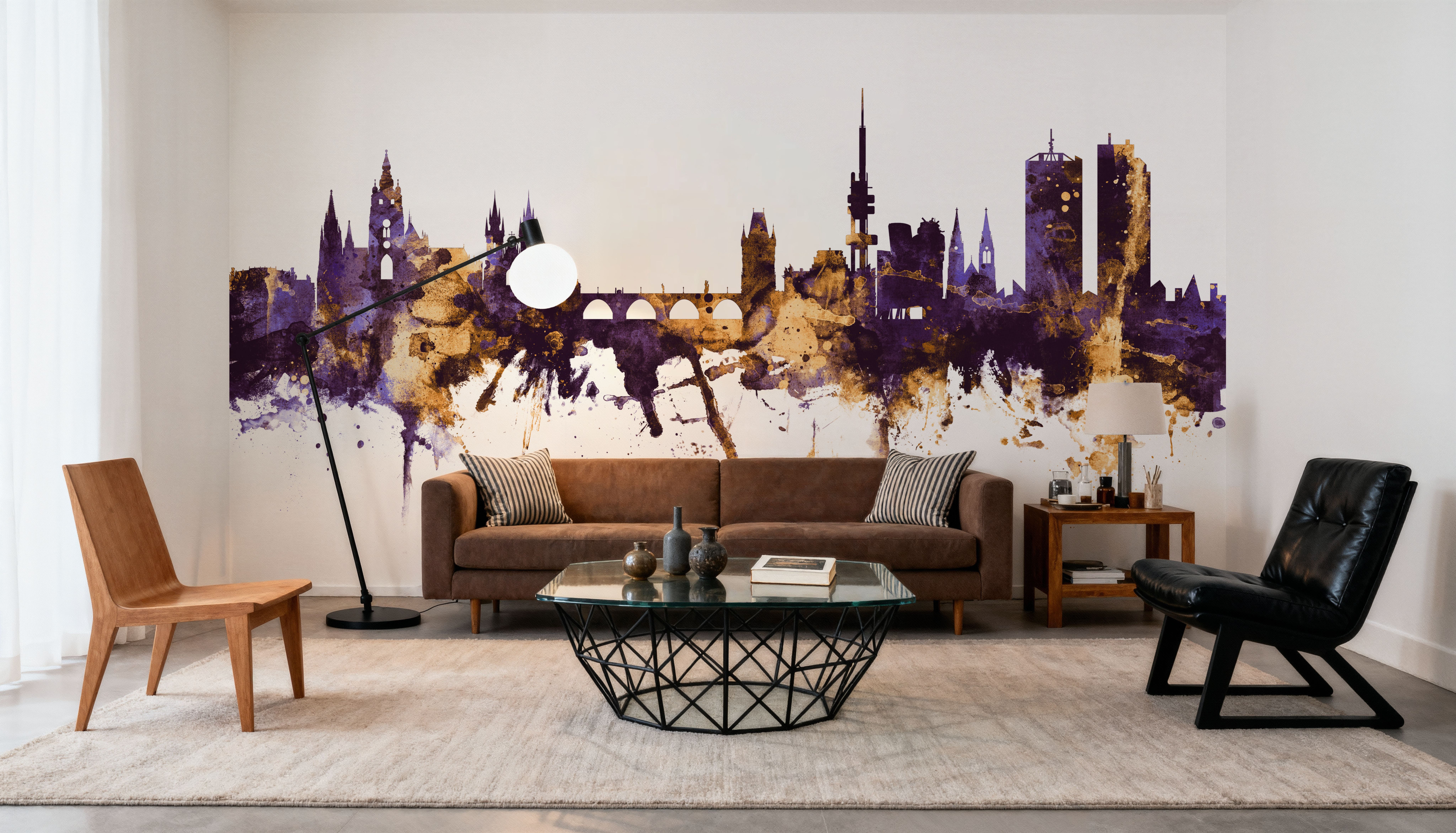 Prague (Praha) Czech Reublic Skyline Purple & Gold
