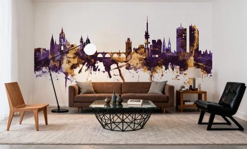 Prague (Praha) Czech Reublic Skyline Purple & Gold