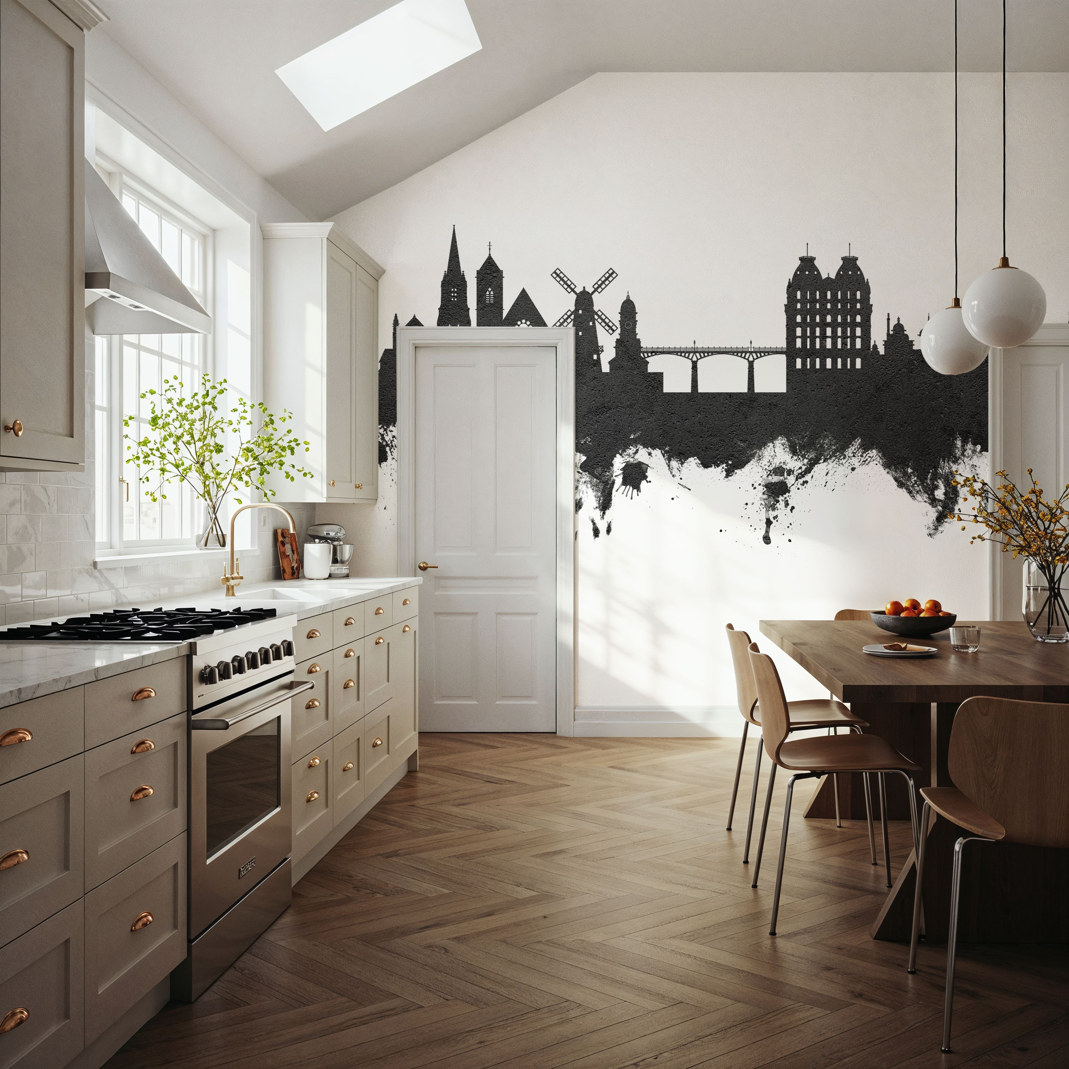 Scarborough England Skyline Black & White