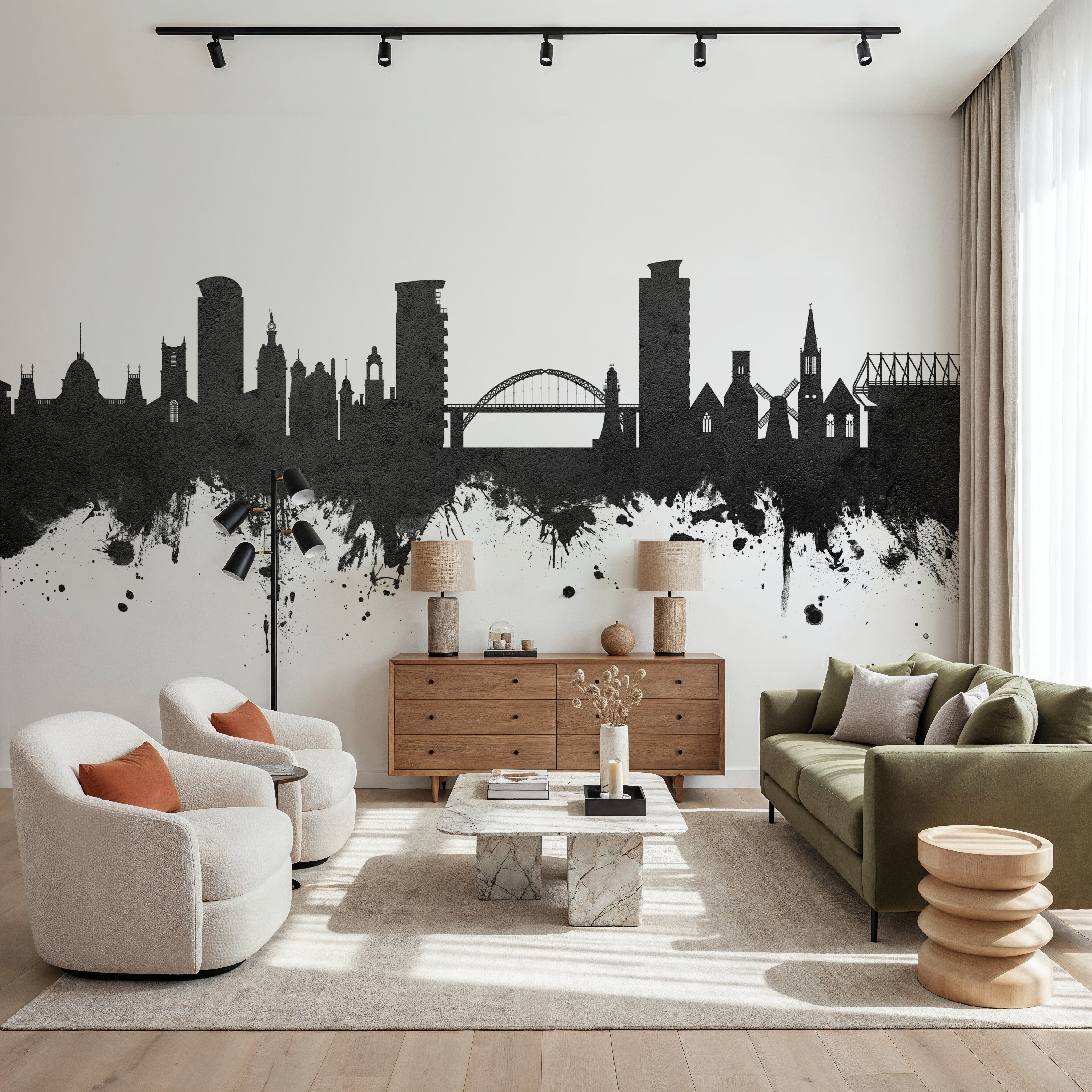 Sunderland England Skyline Black & White