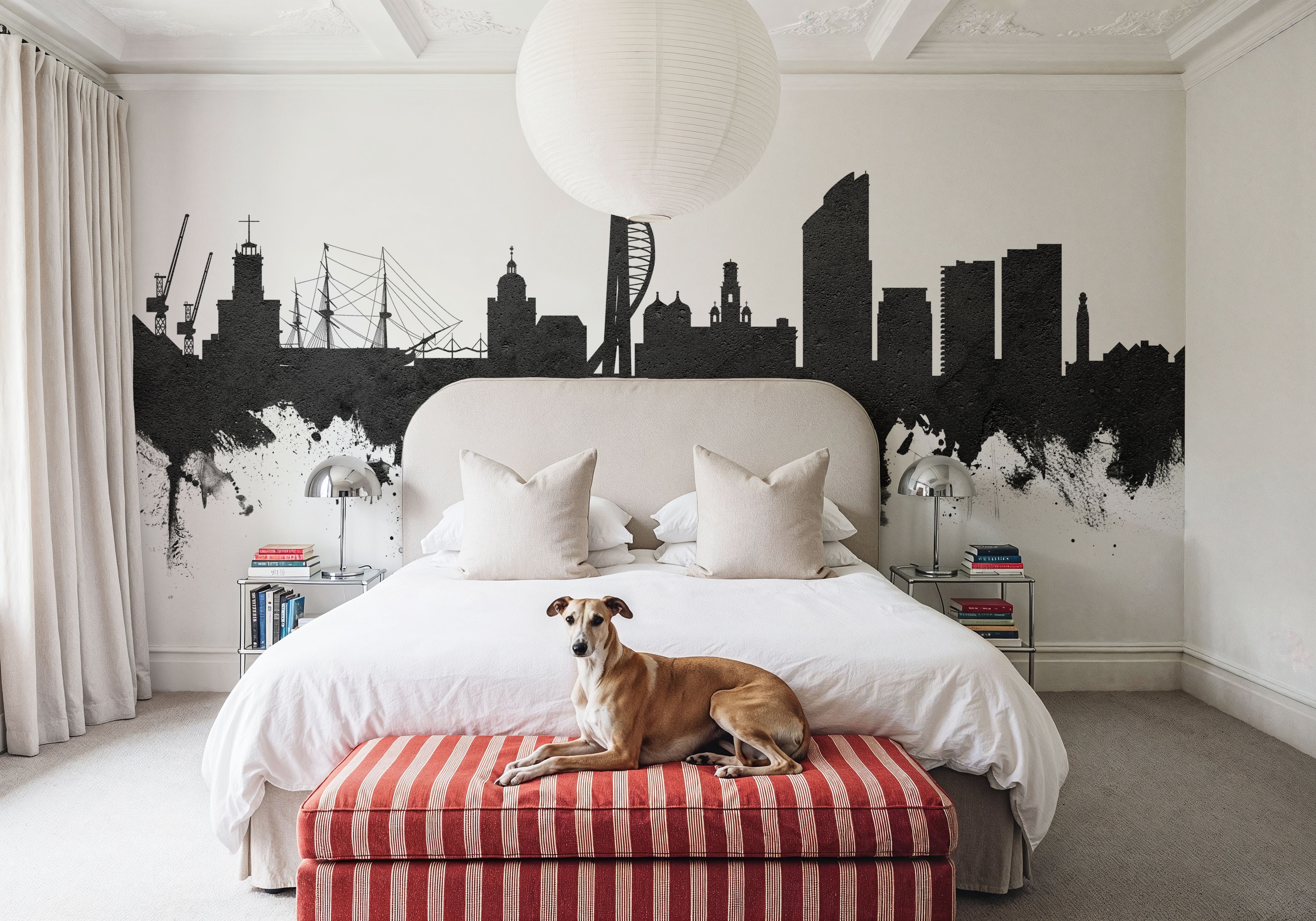 Portsmouth England Skyline Black & White, Carte da parati