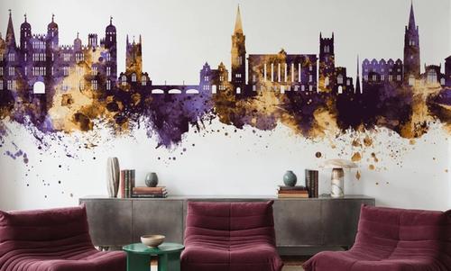Stamford England Skyline Purple & Gold