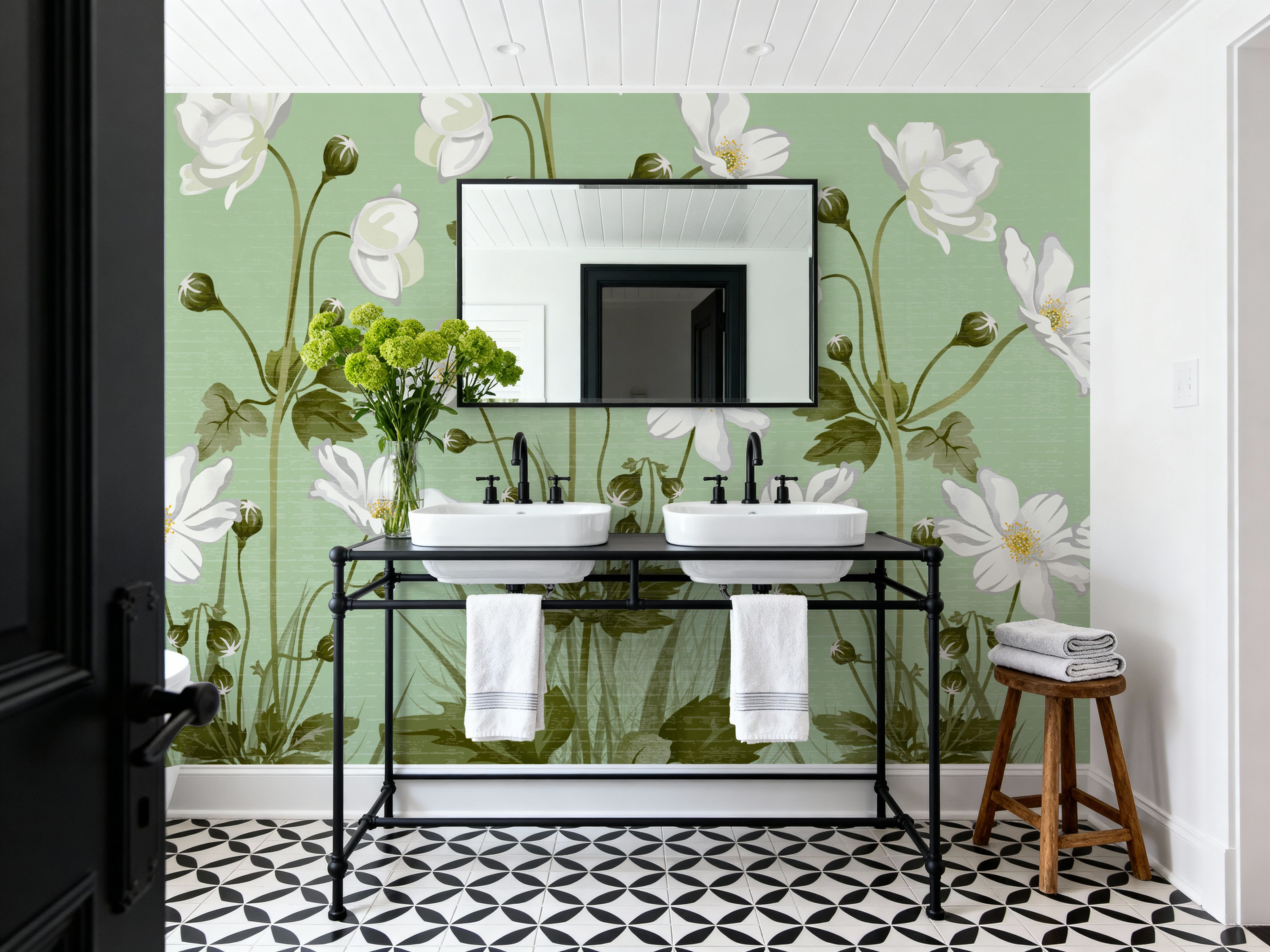 White Anemones, Pistachio