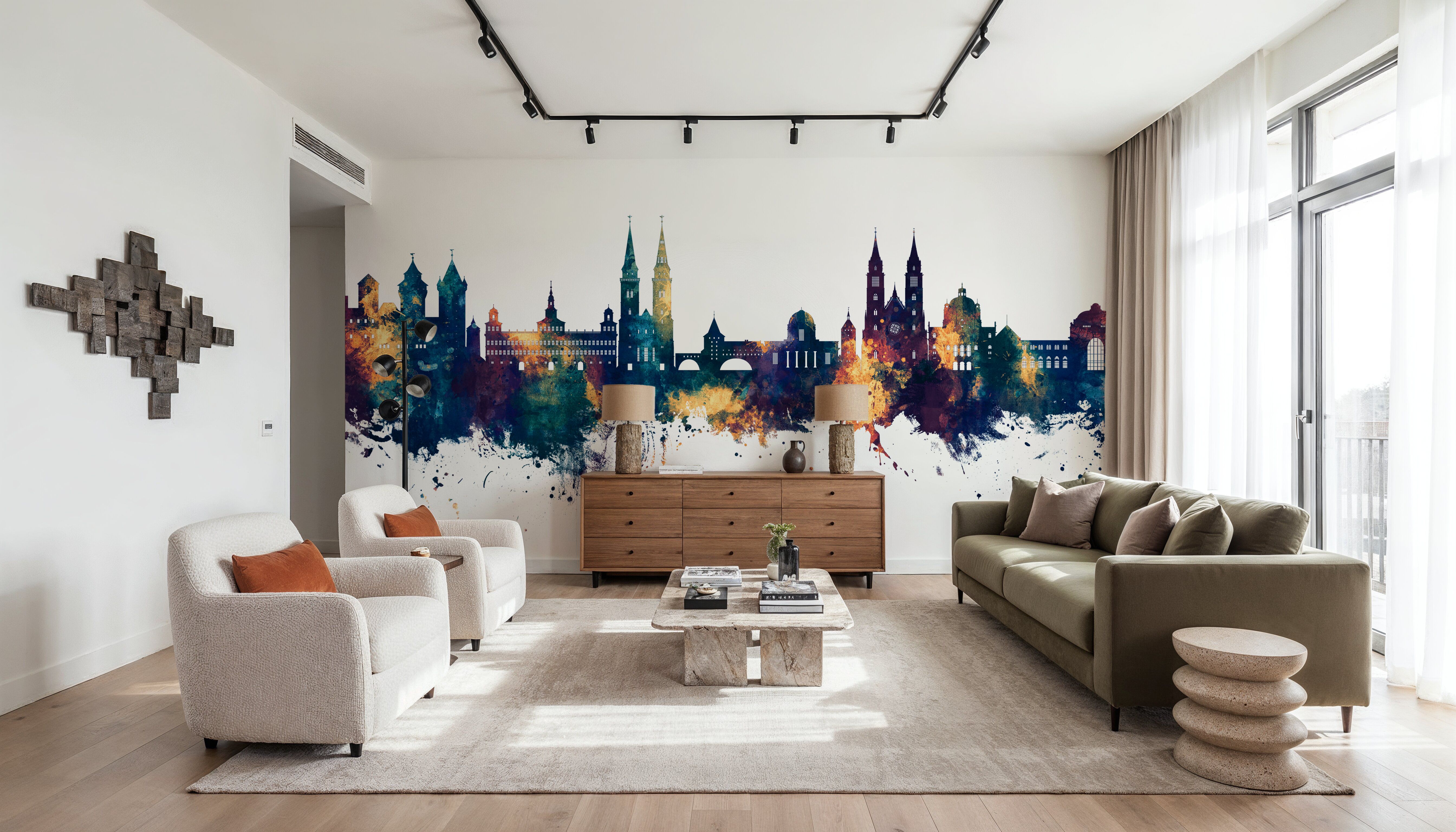 Nürnberg Germany Skyline Blue & Bronze, Wallpaper