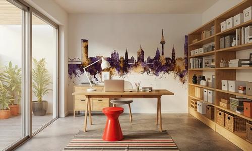 Mannheim Germany Skyline Purple & Gold