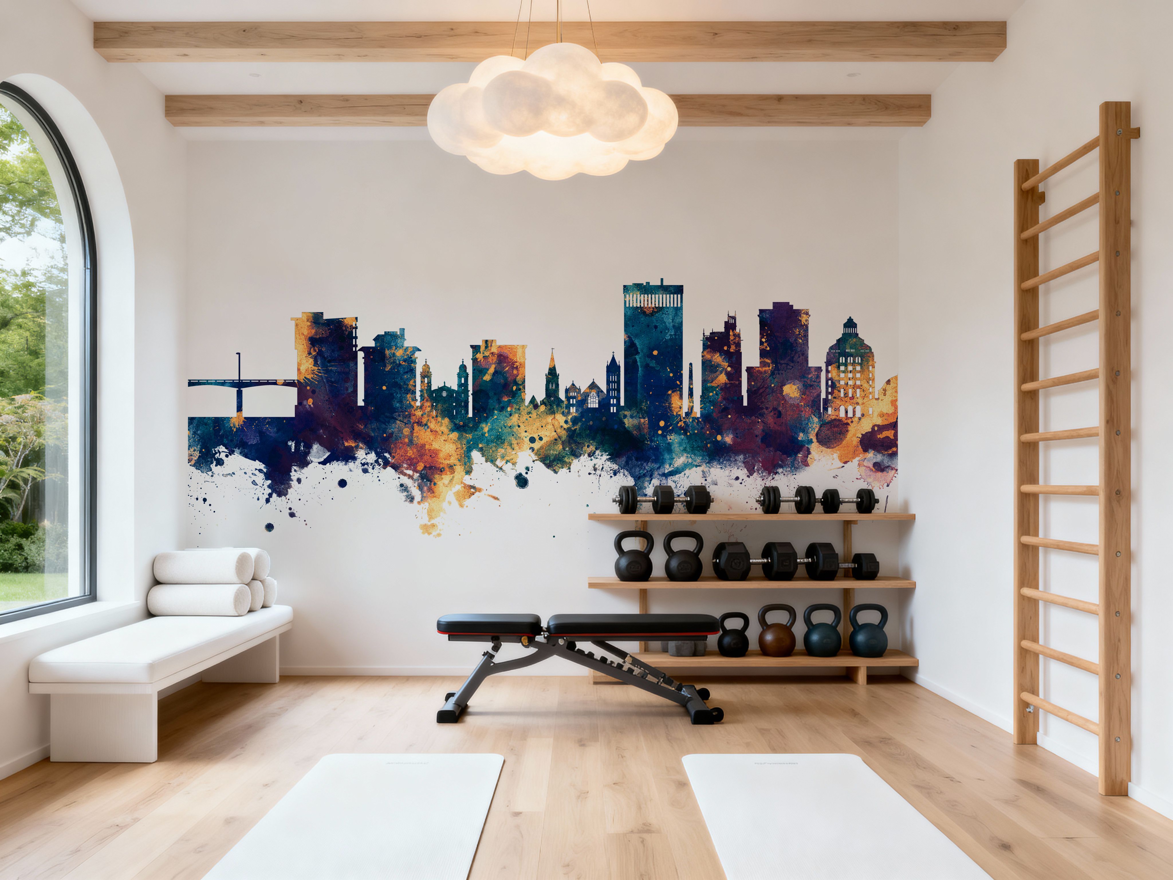 Asheville North Carolina Skyline Blue & Bronze