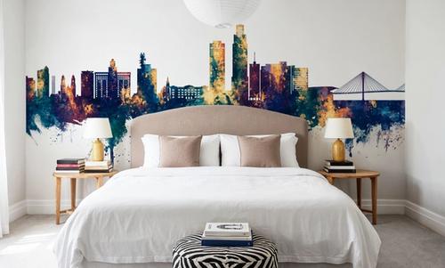 Omaha Nebraska Skyline Blue & Bronze
