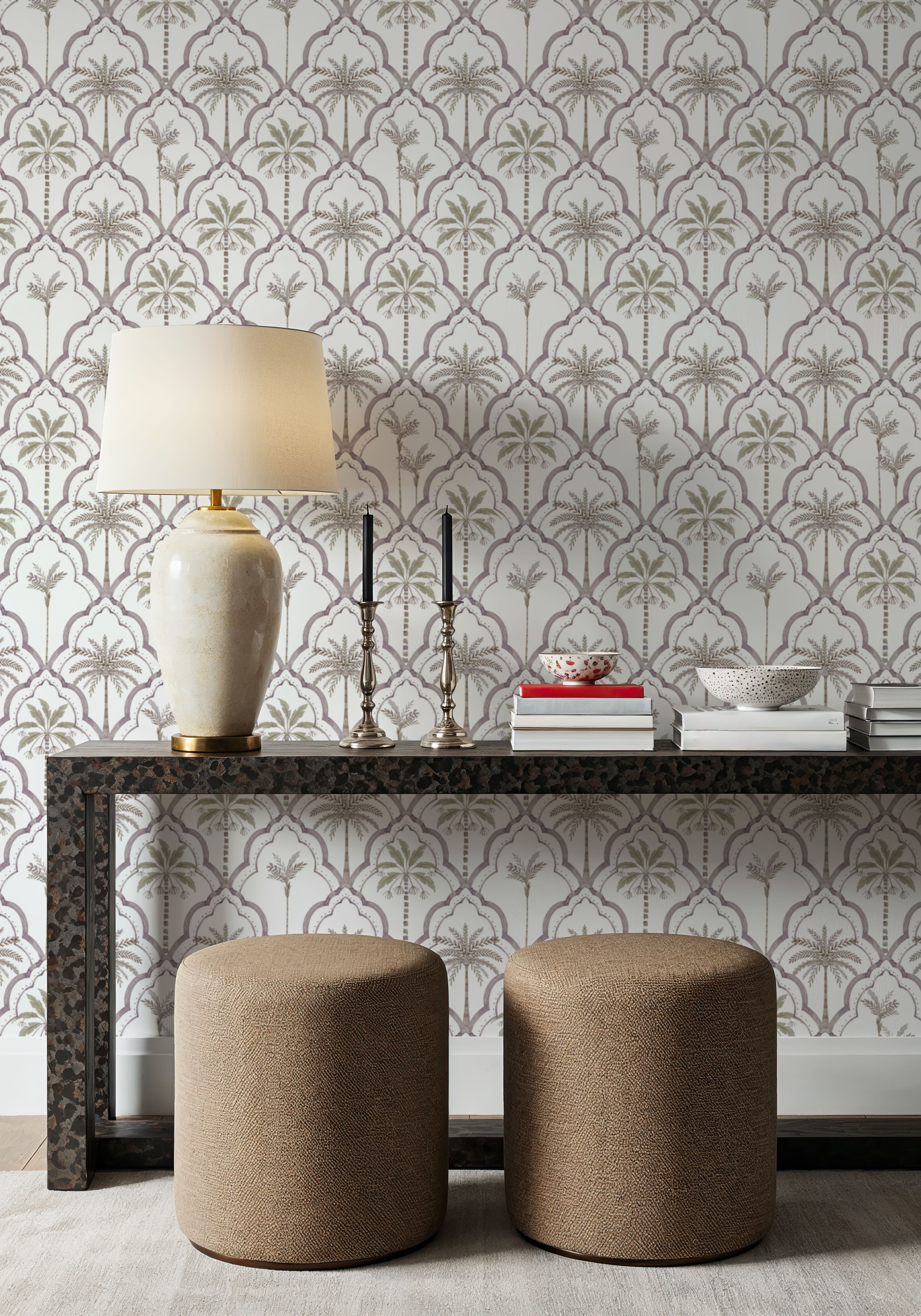 The Palm Lattice, Mauve & Khaki