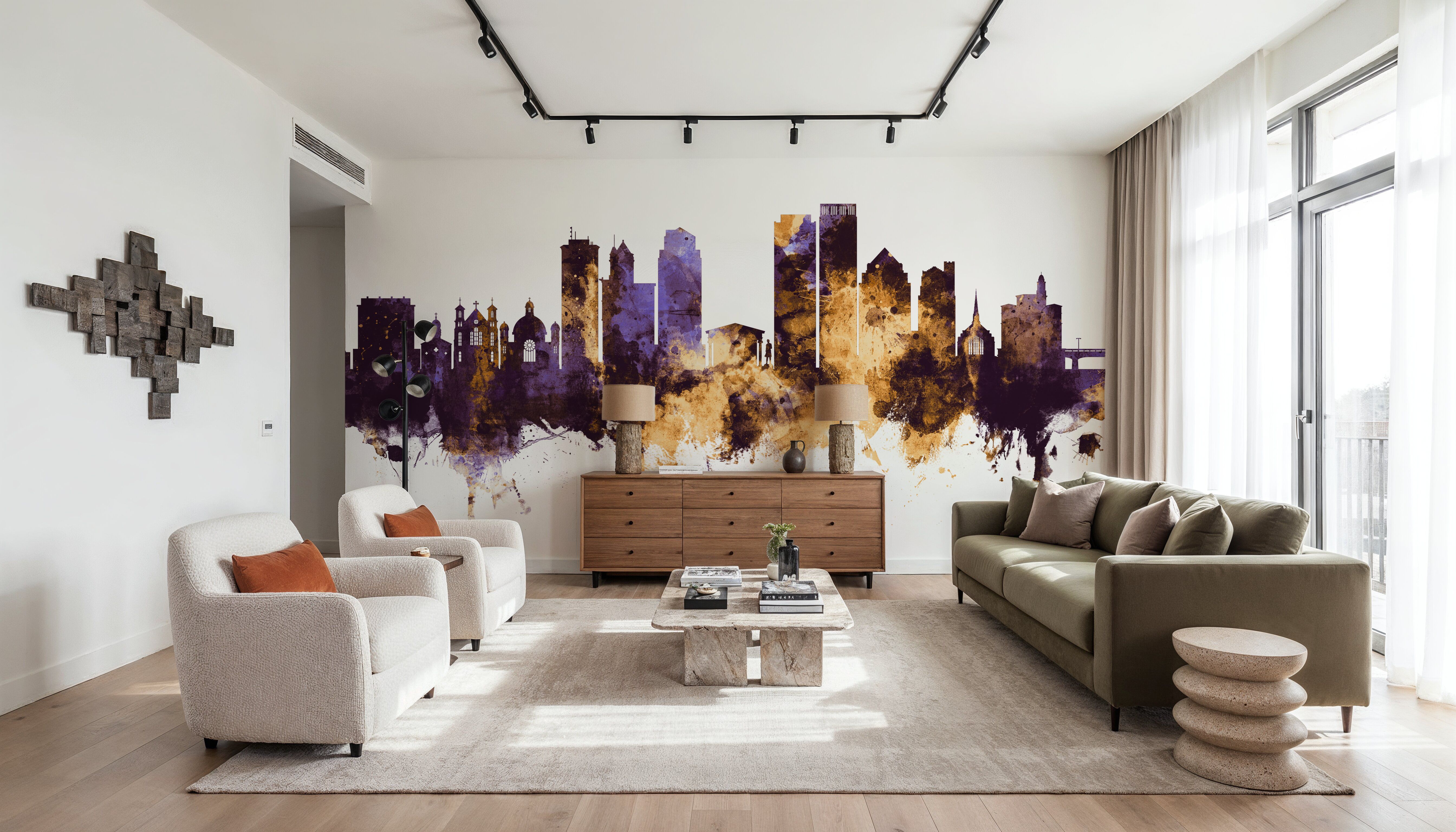 Dayton Ohio skyline Purple & Gold