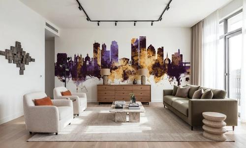 Dayton Ohio skyline Purple & Gold