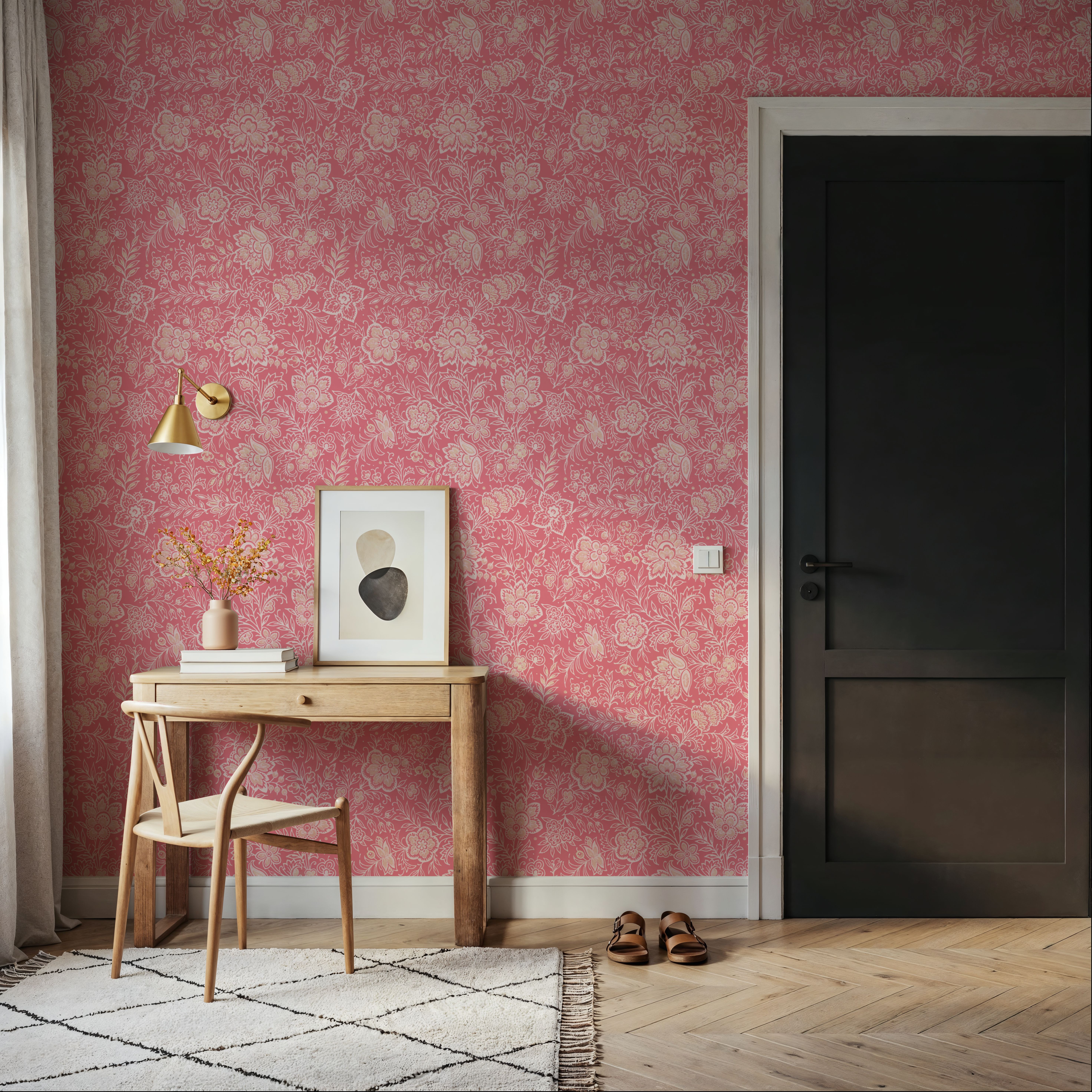 Kala Flowers White on Red