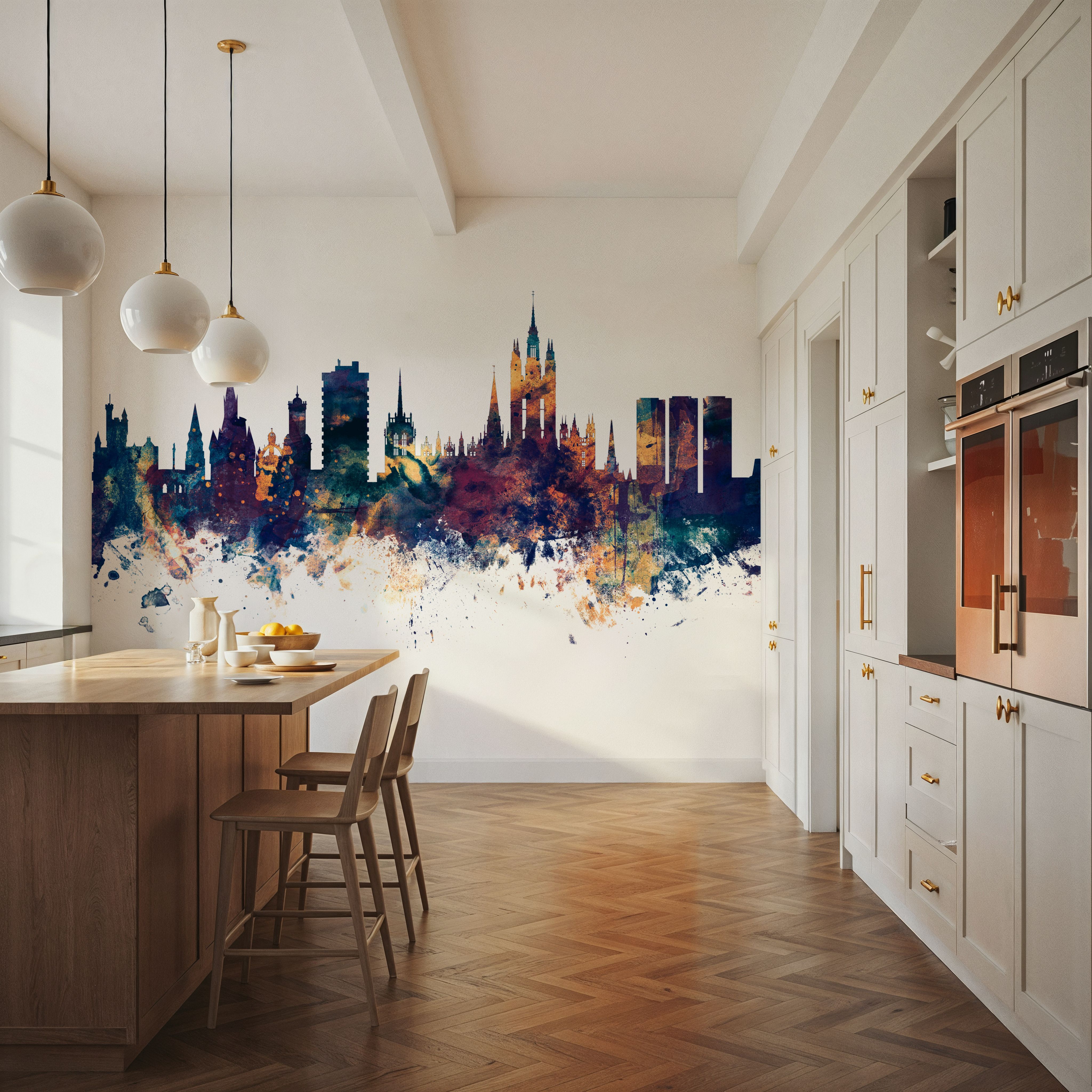 Aberdeen Scotland Skyline Blue & Bronze