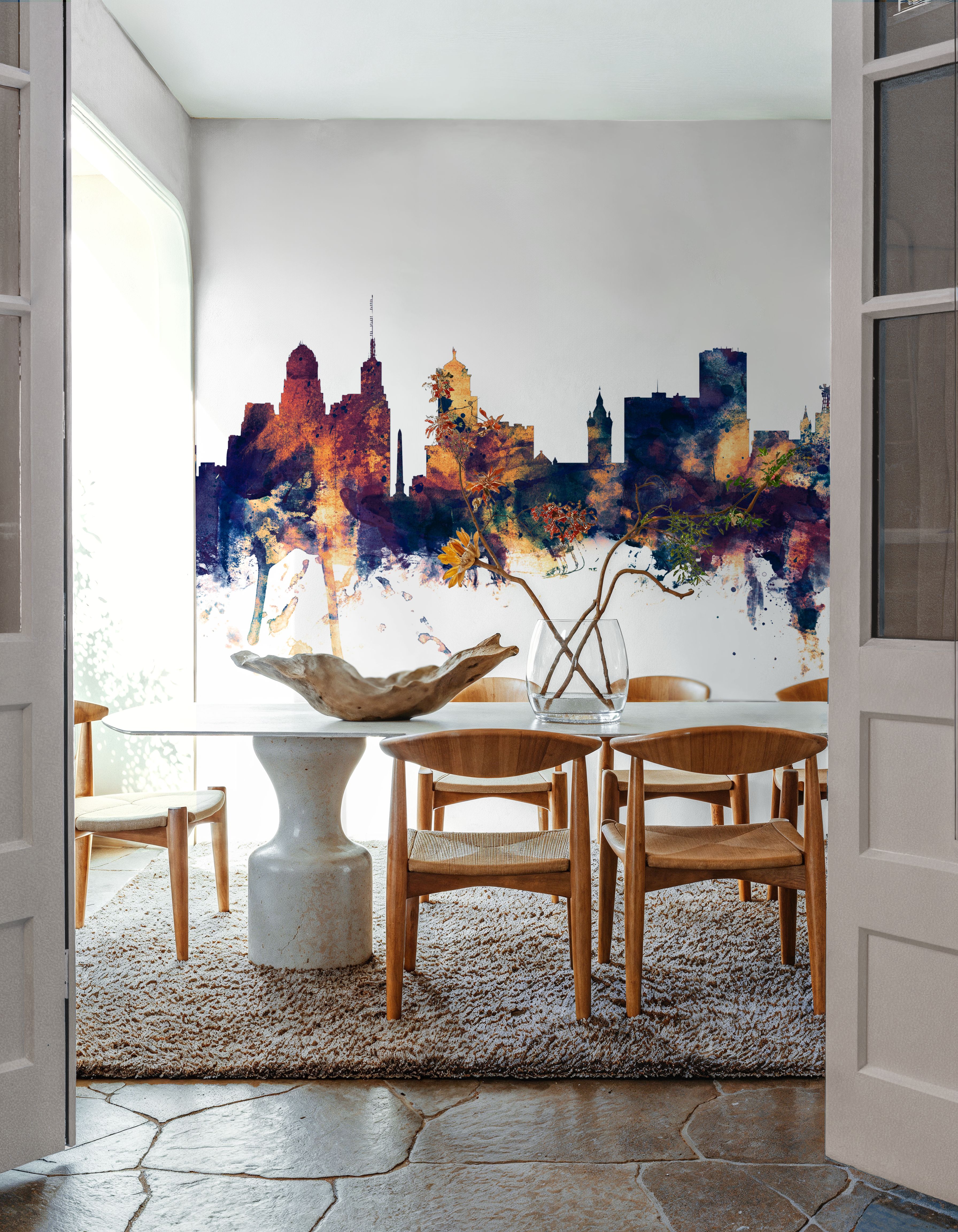 Buffalo New York Skyline Blue & Bronze