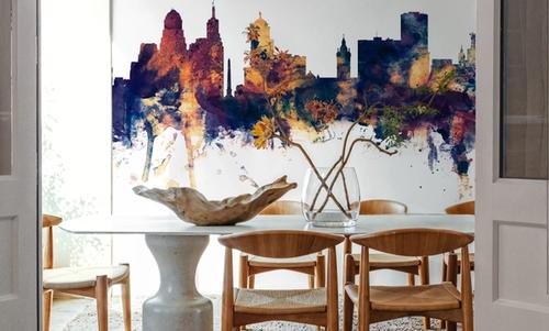 Buffalo New York Skyline Blue & Bronze