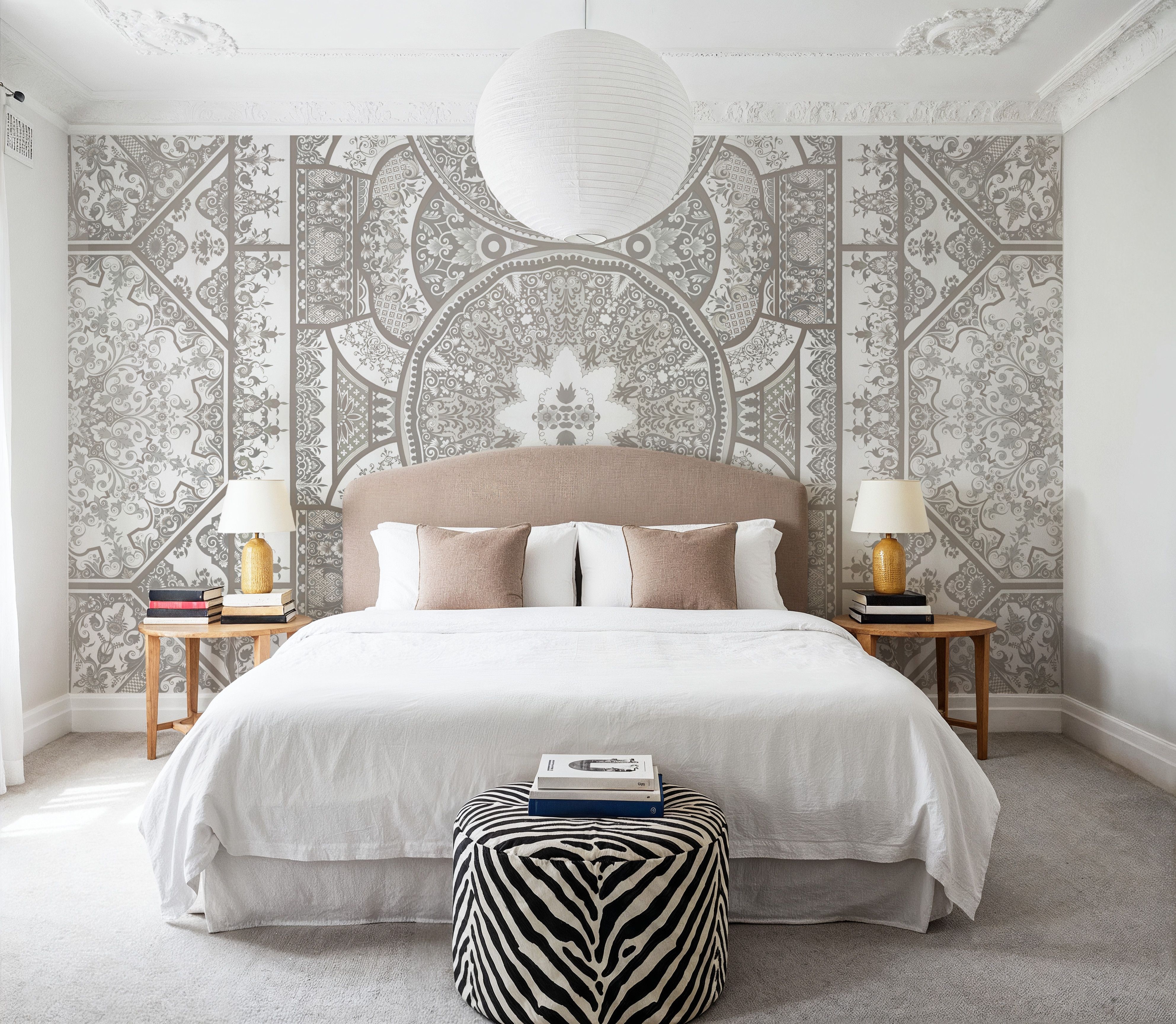 Eastern Tales, Ecru, Wallpaper