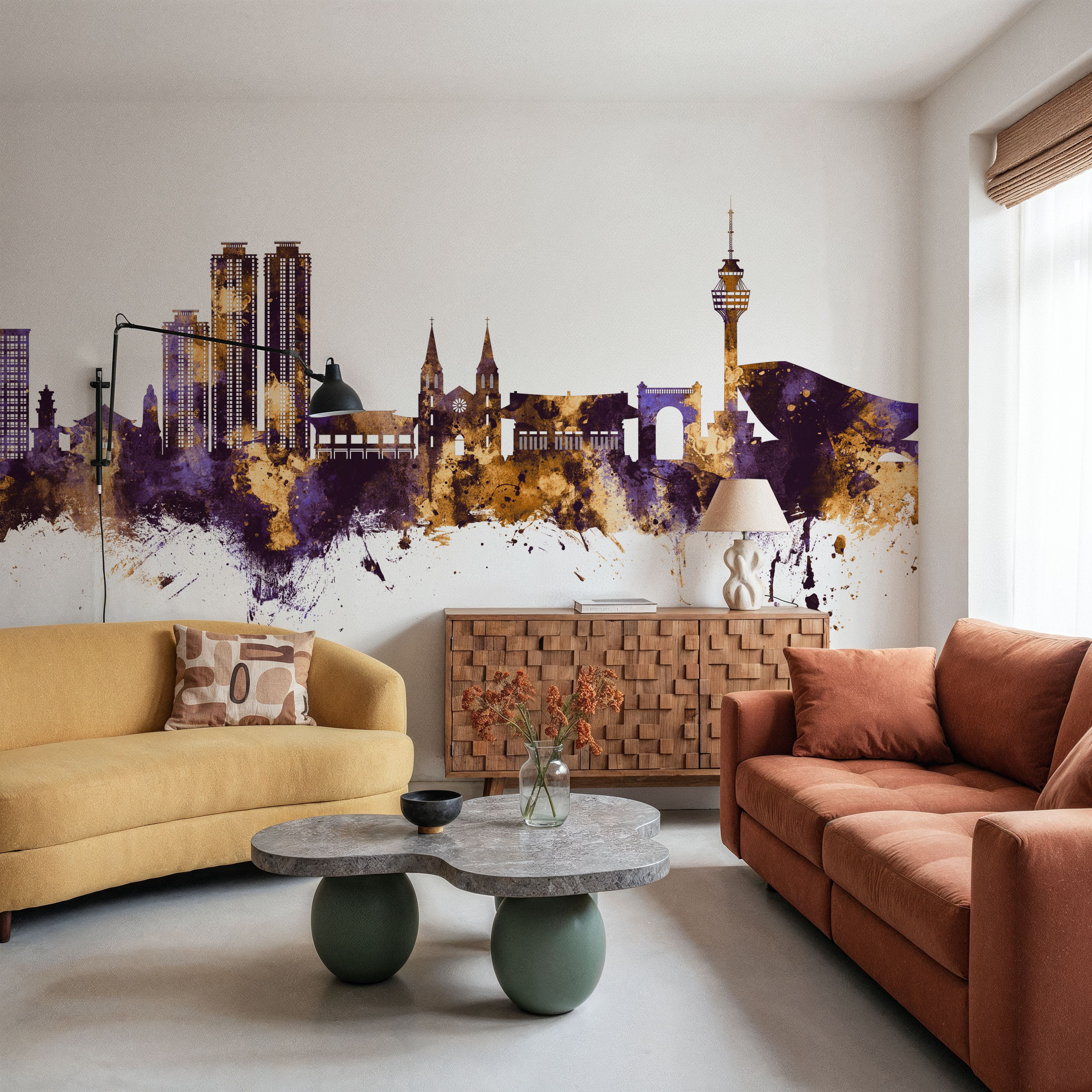 Daegu South Korea Skyline Purple & Gold