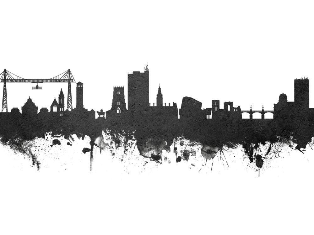 Newport Wales Skyline Black & White