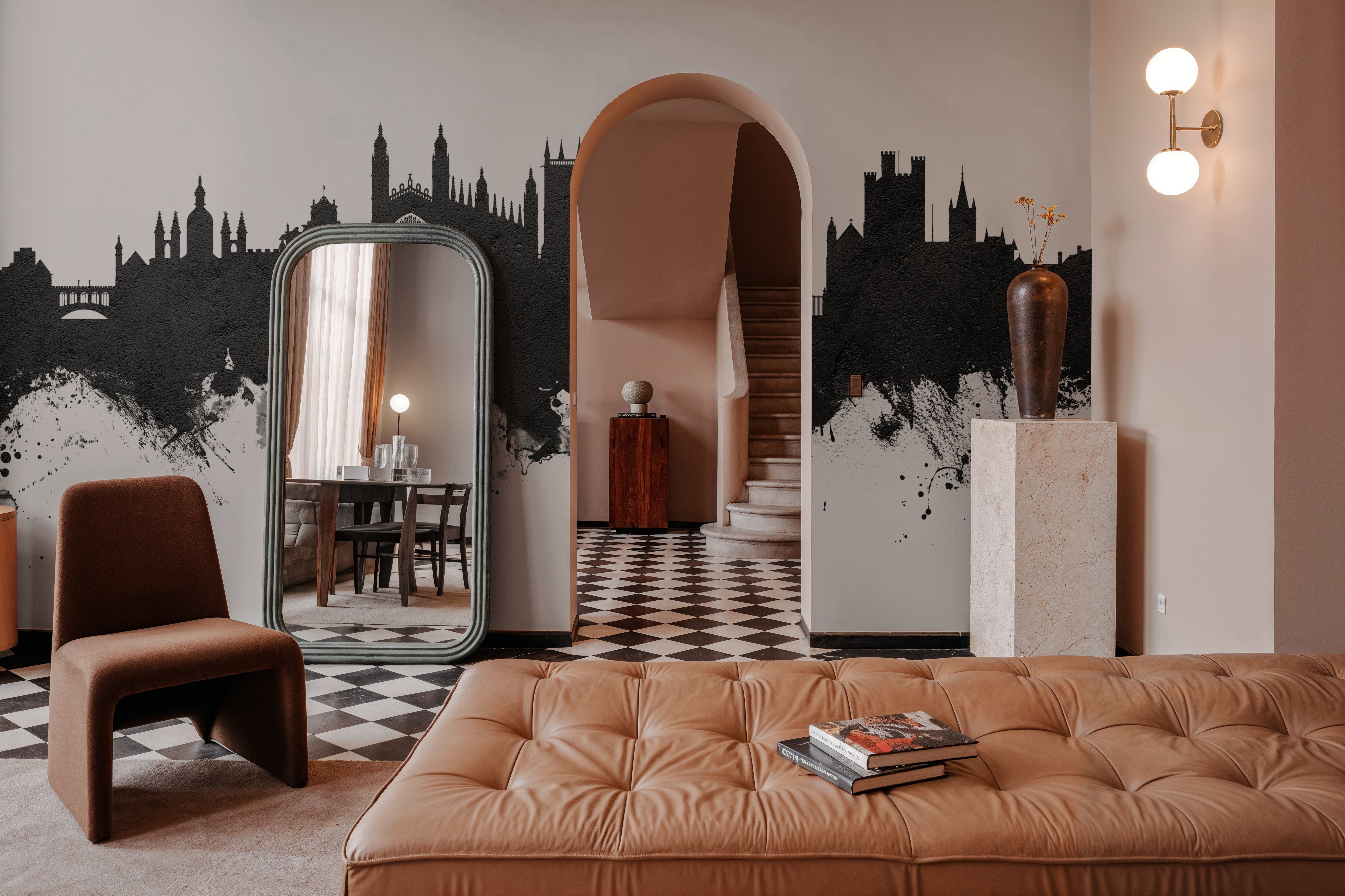 Cambridge England Skyline Black & White, Wallpaper