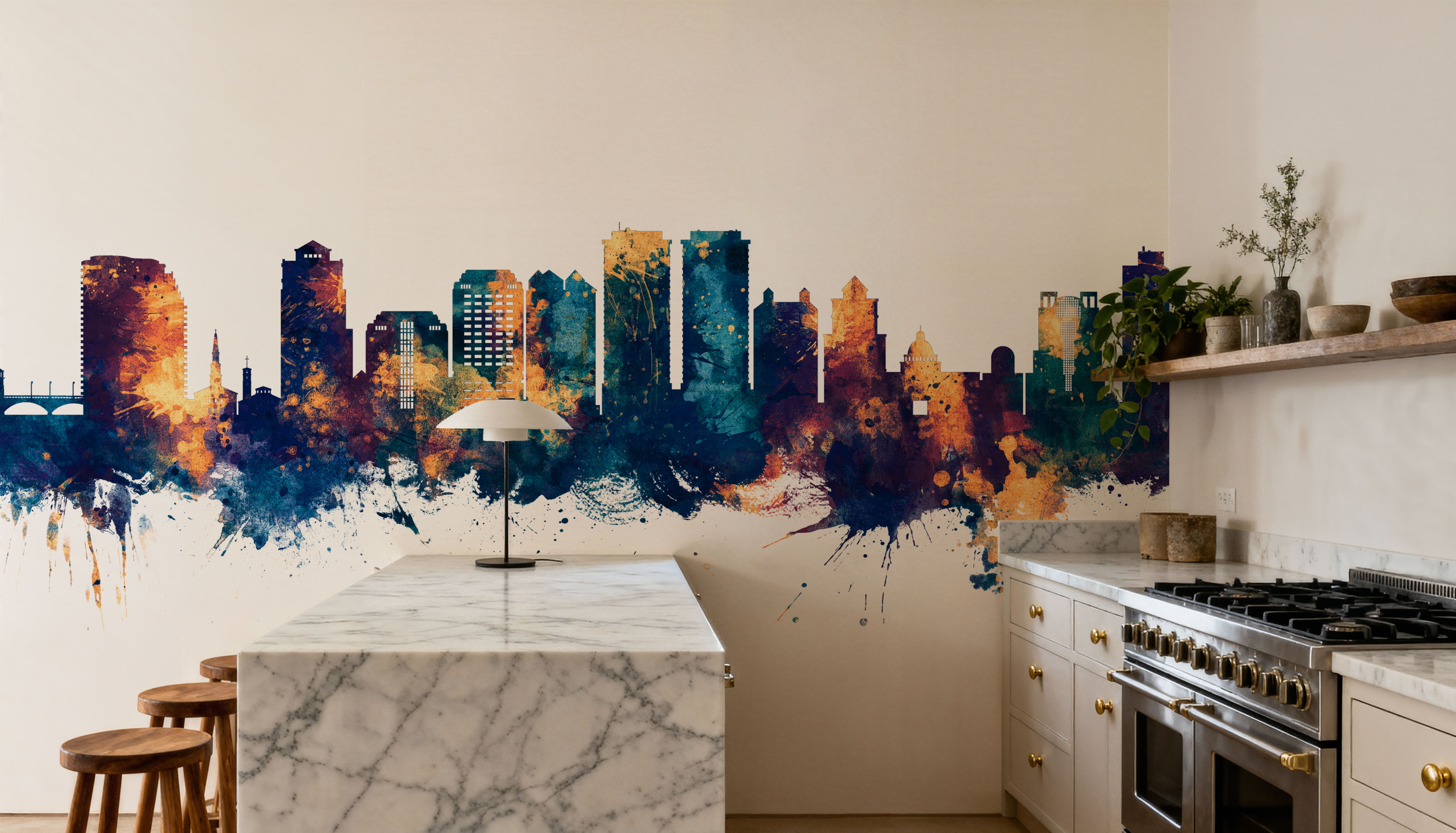 West Palm Beach Florida Skyline Blue & Bronze