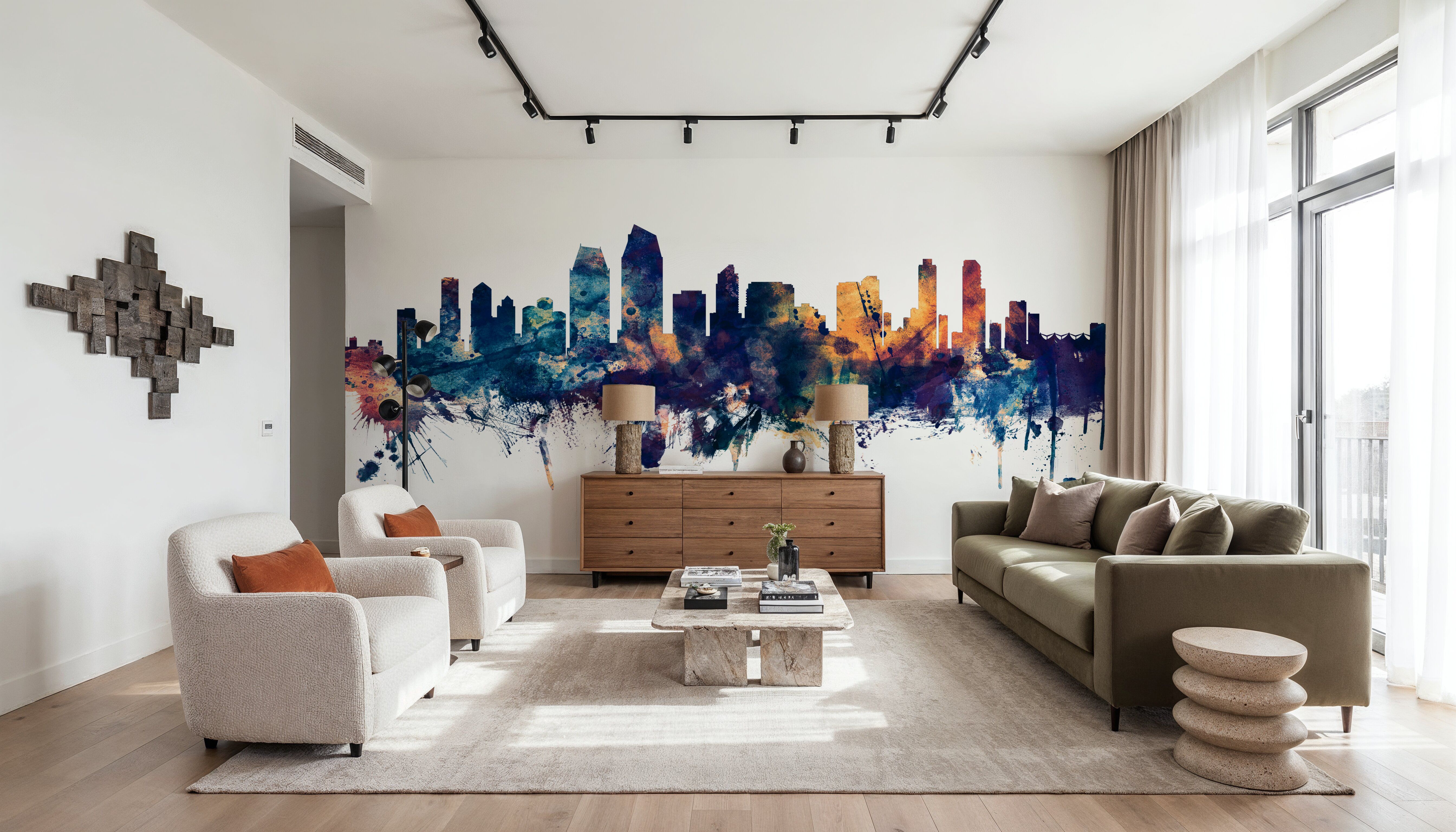 San Diego California Skyline Blue & Bronze