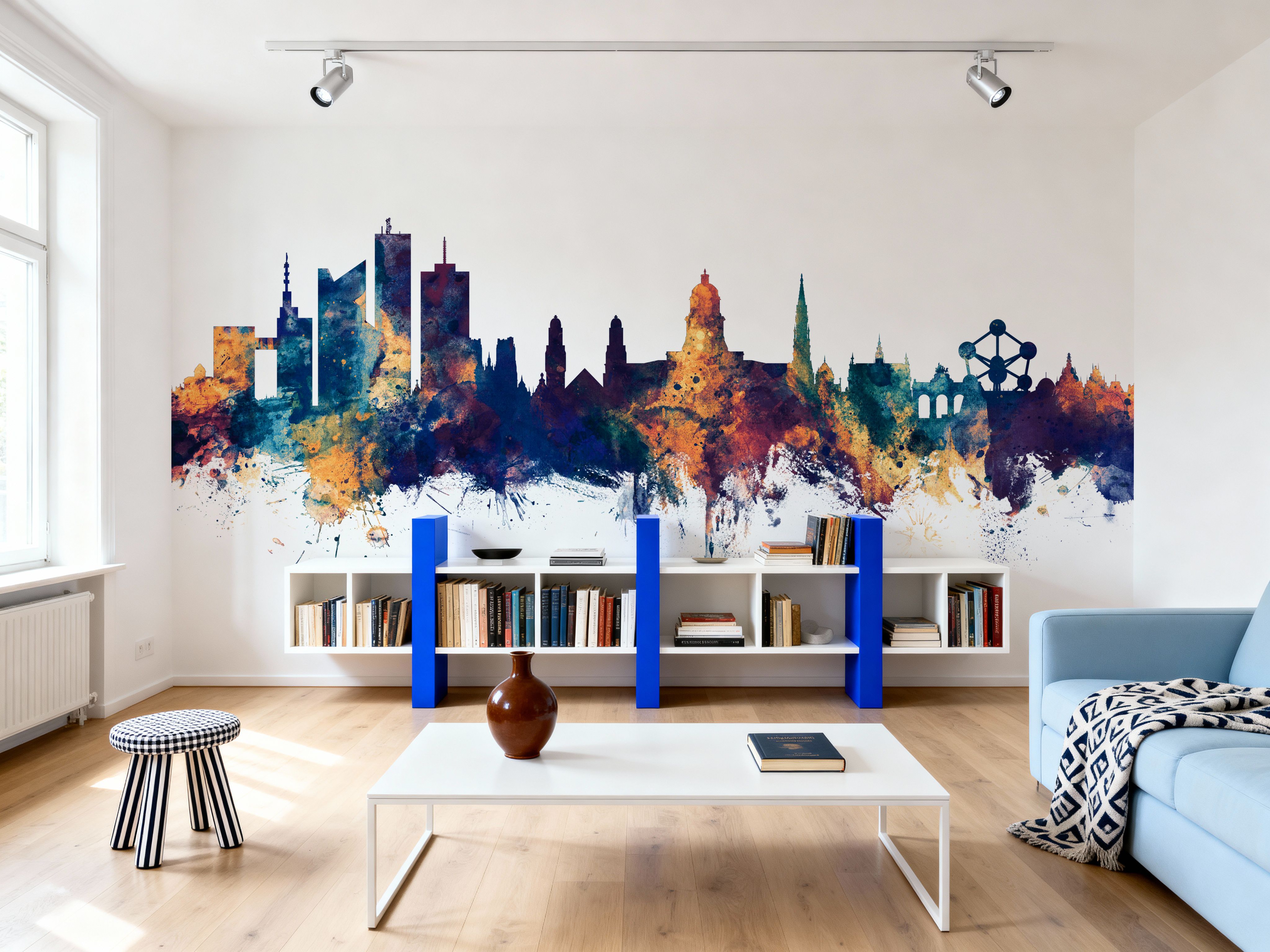 Brussels Belgium Skyline Blue & Bronze