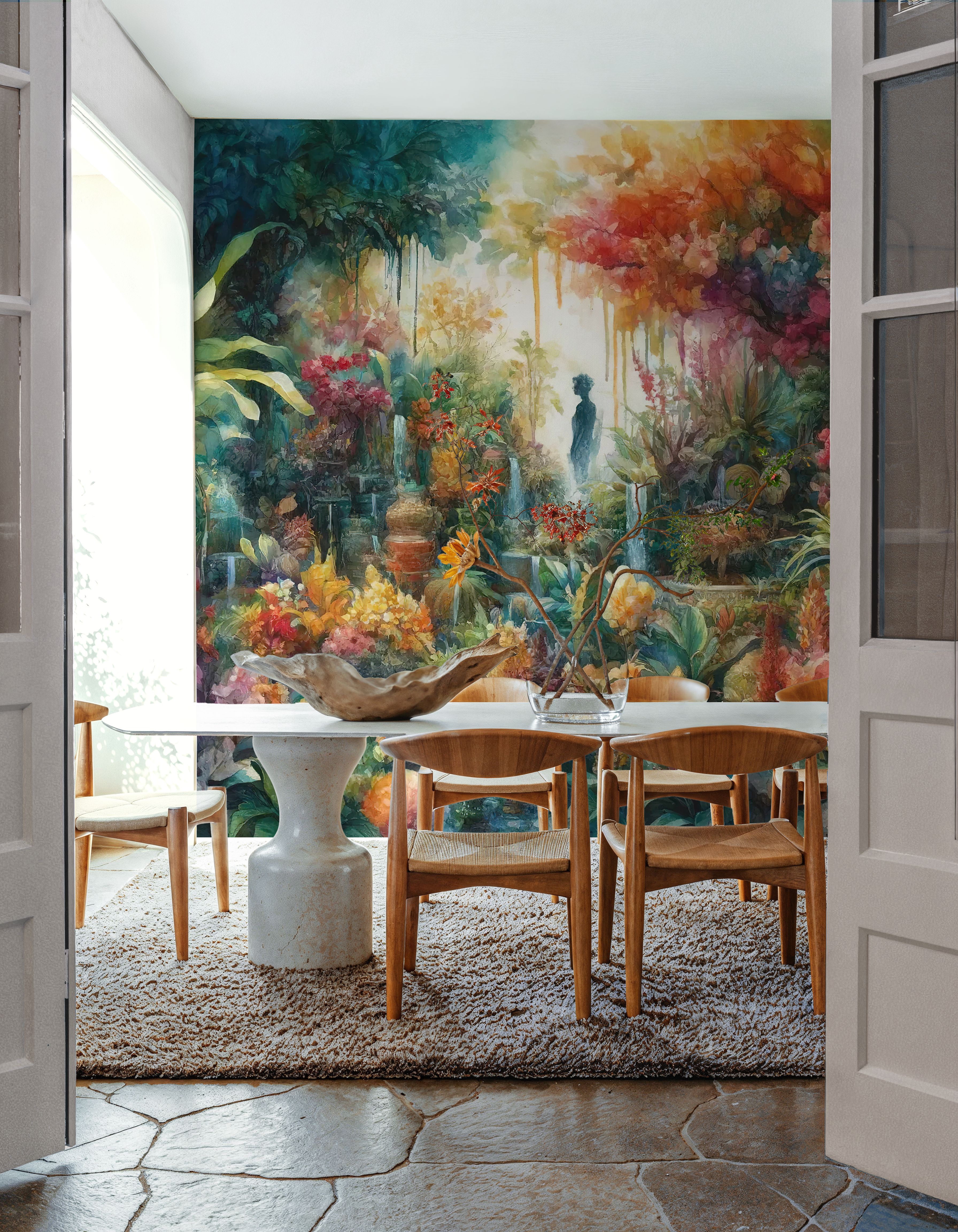 Lush Garden of Eden at Sunrise