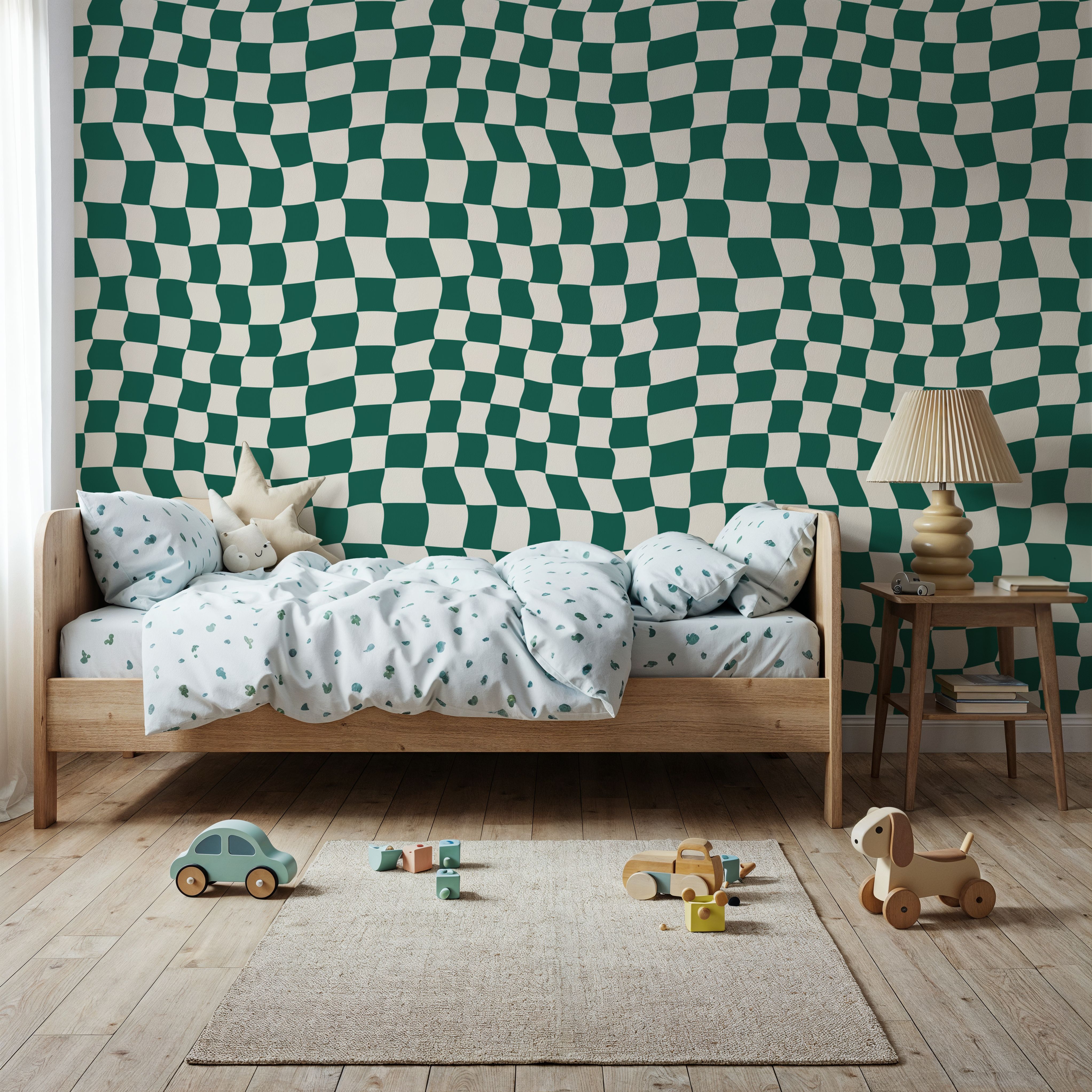 Warped Checkerboard, Forest Green