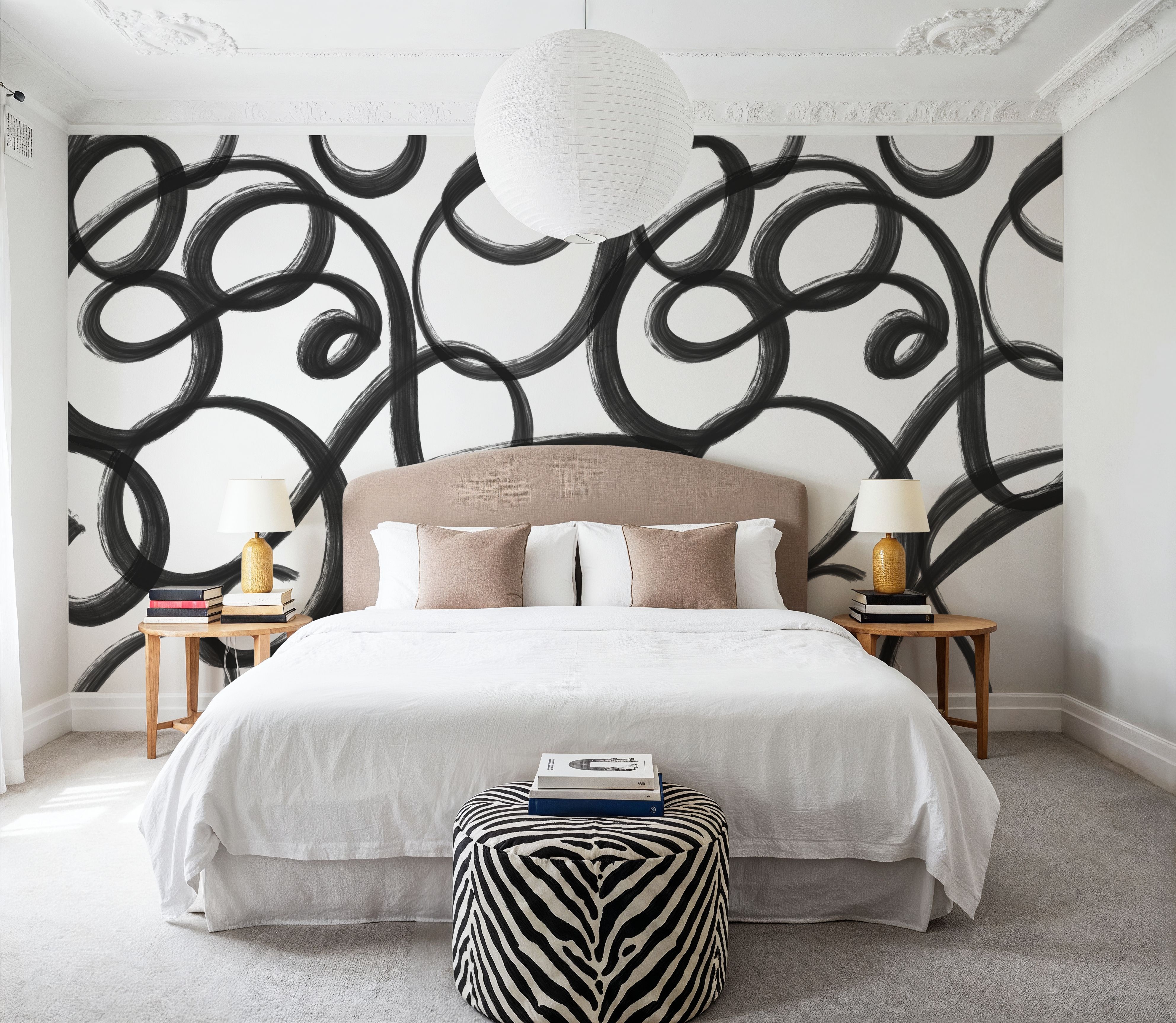 Curly Brush Lines, Black