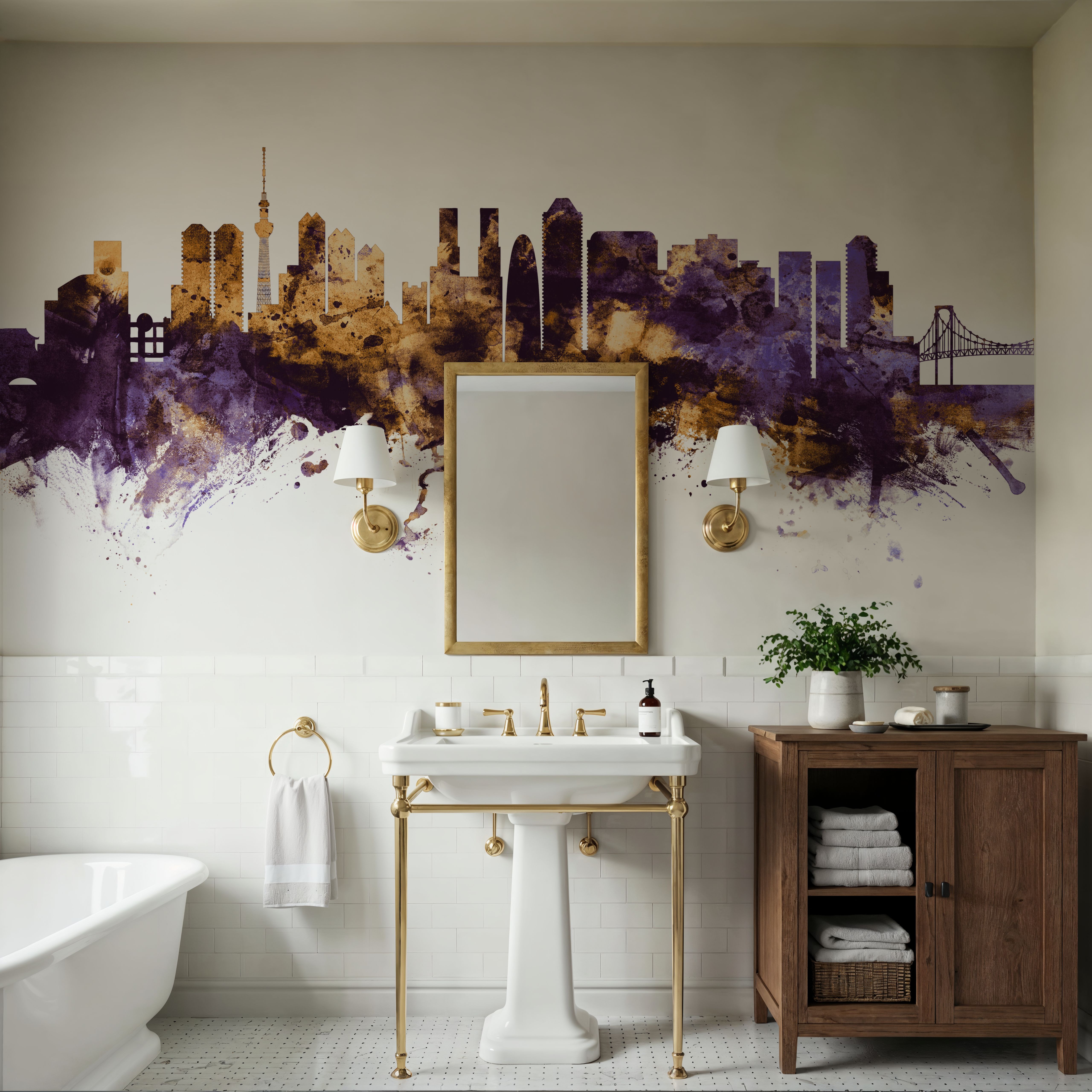 Tokyo Japan Skyline Purple & Gold