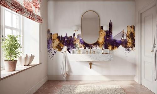 Rotterdam The Netherands Skyline Purple & Gold