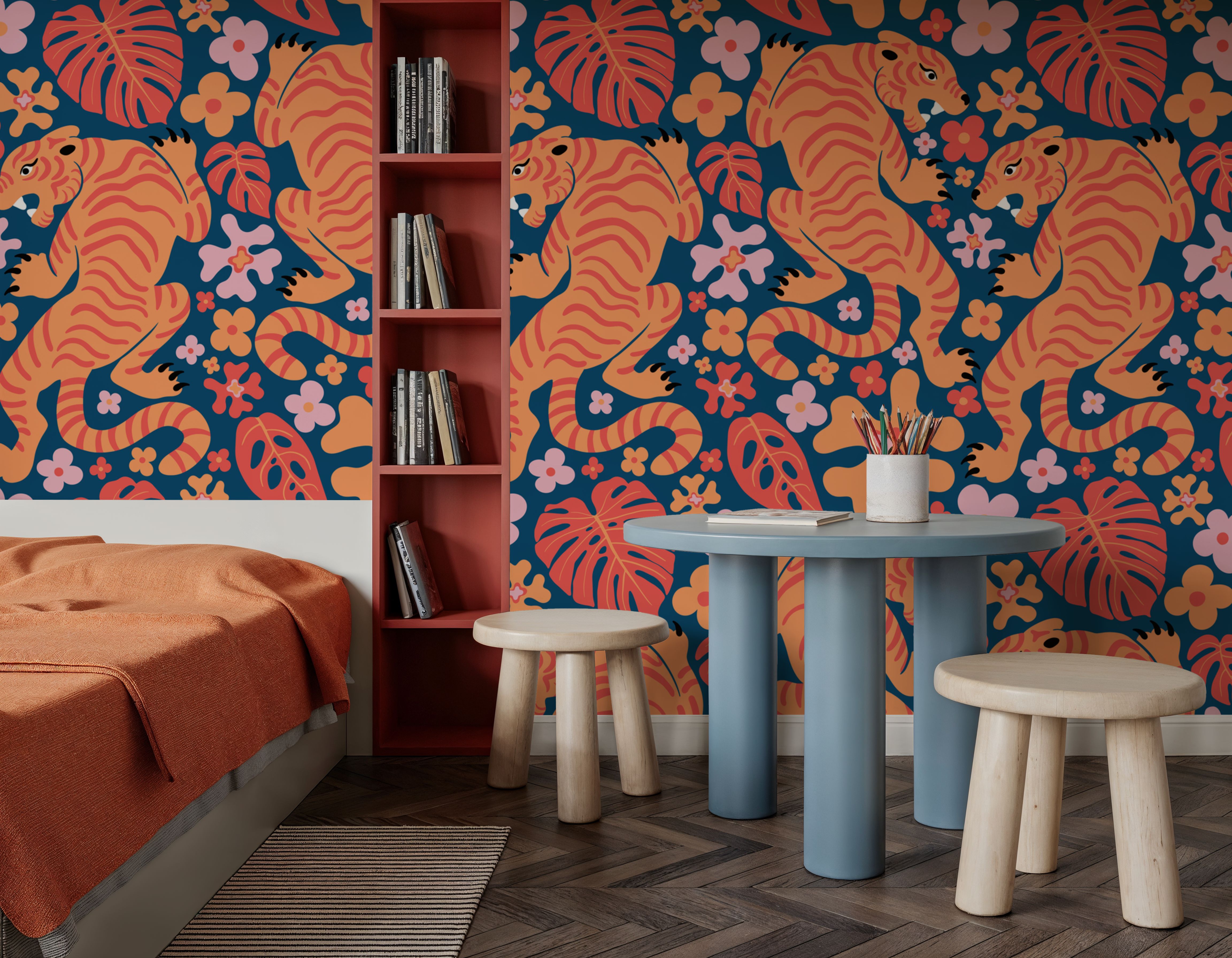 Otomi Cool Tigers, Orange & Navy