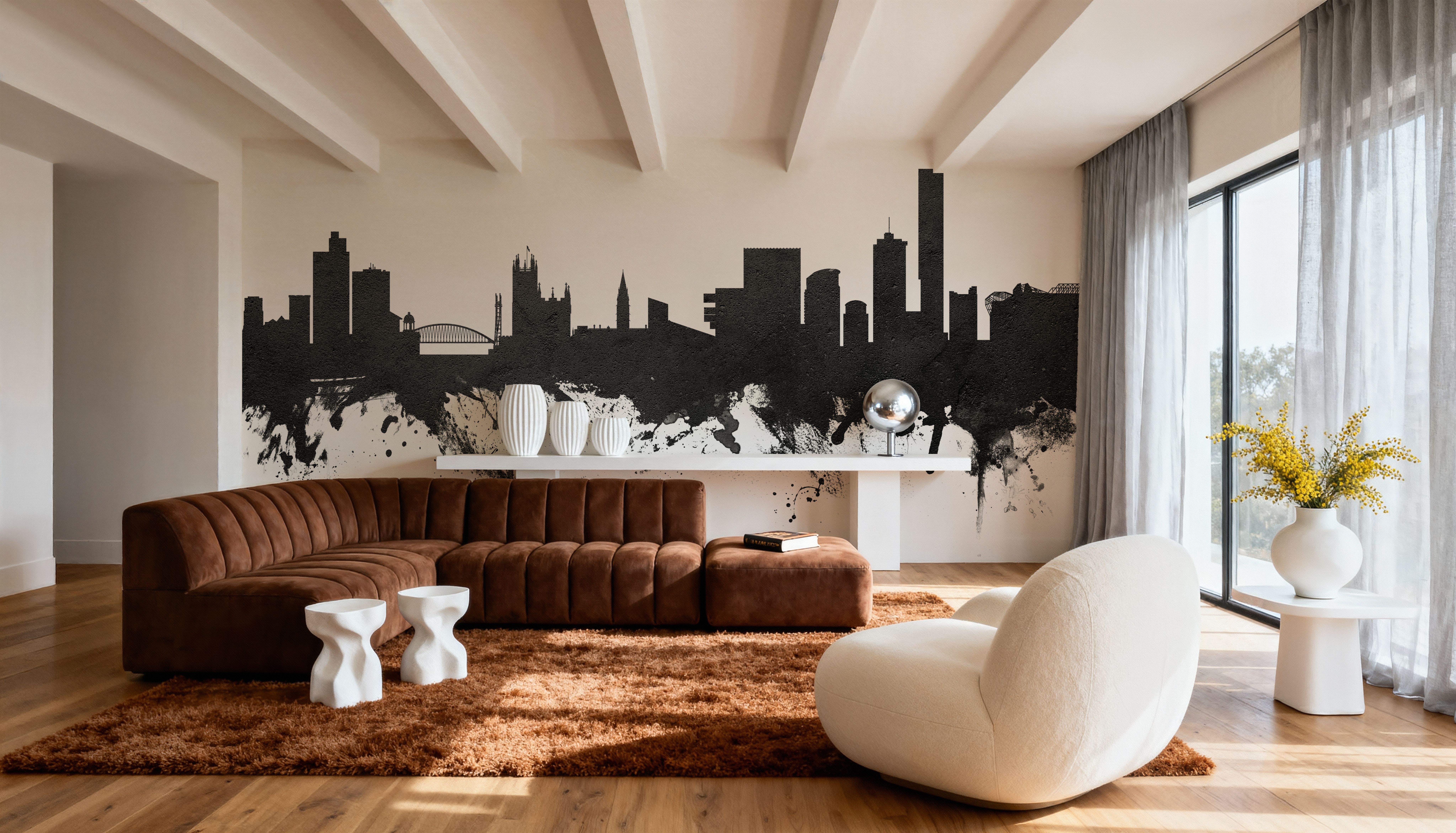 Manchester England Skyline Black & White