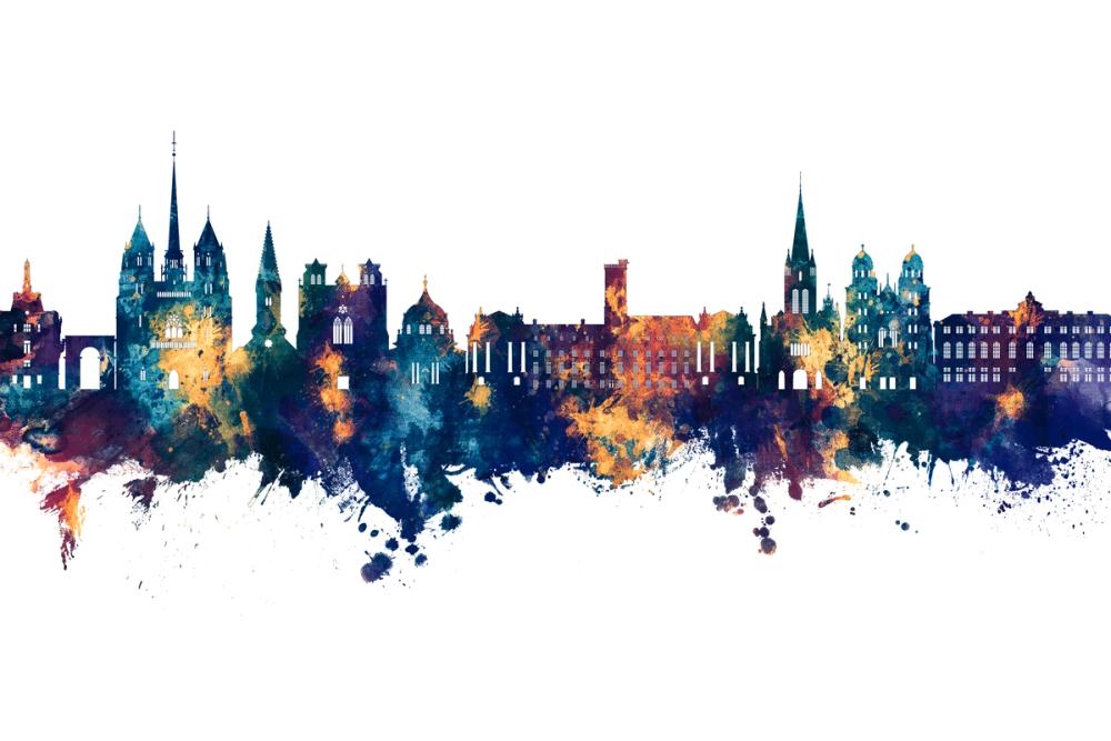 Dijon France Skyline Blue & Bronze