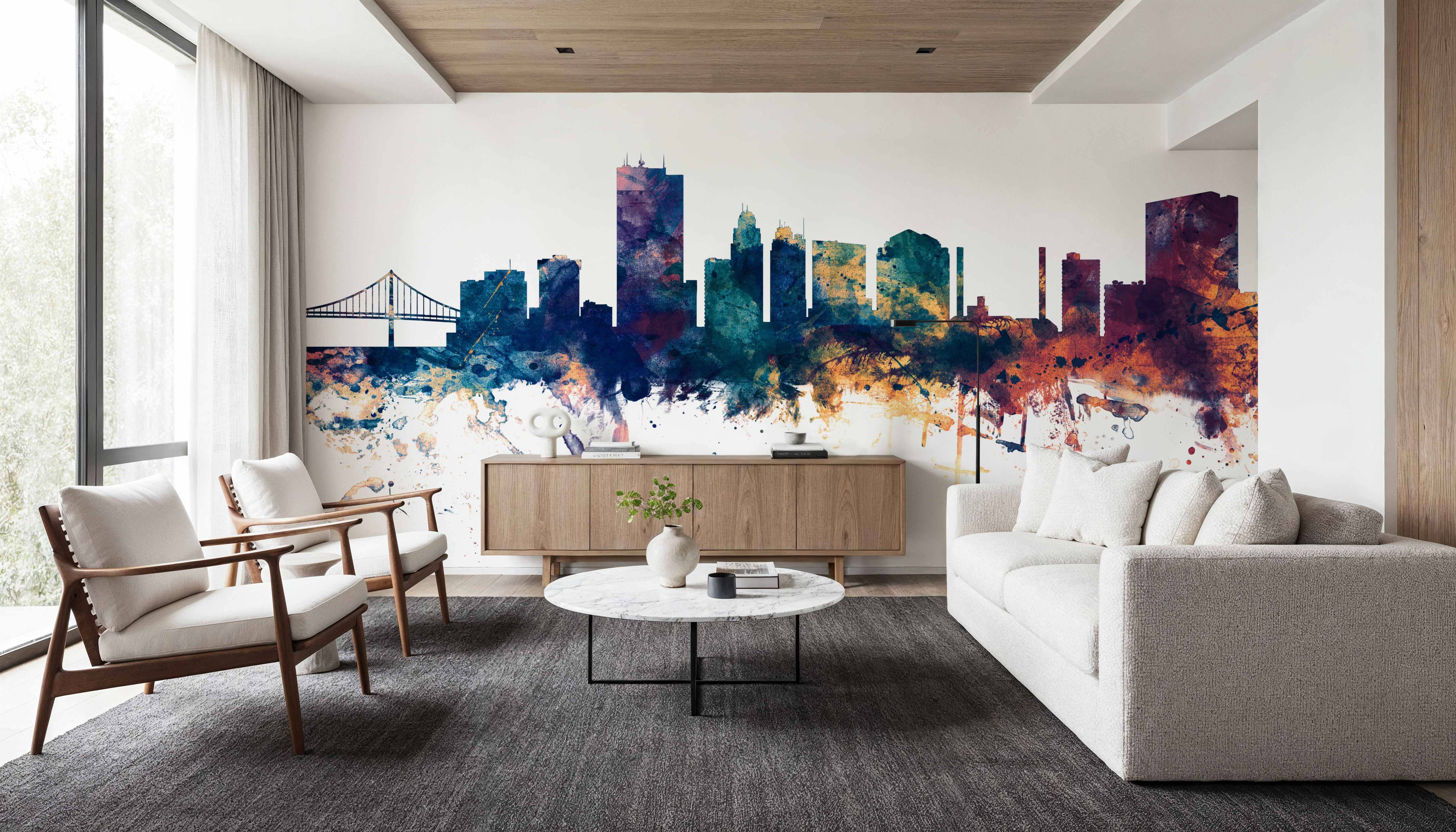 Toledo Ohio Skyline Blue & Bronze 