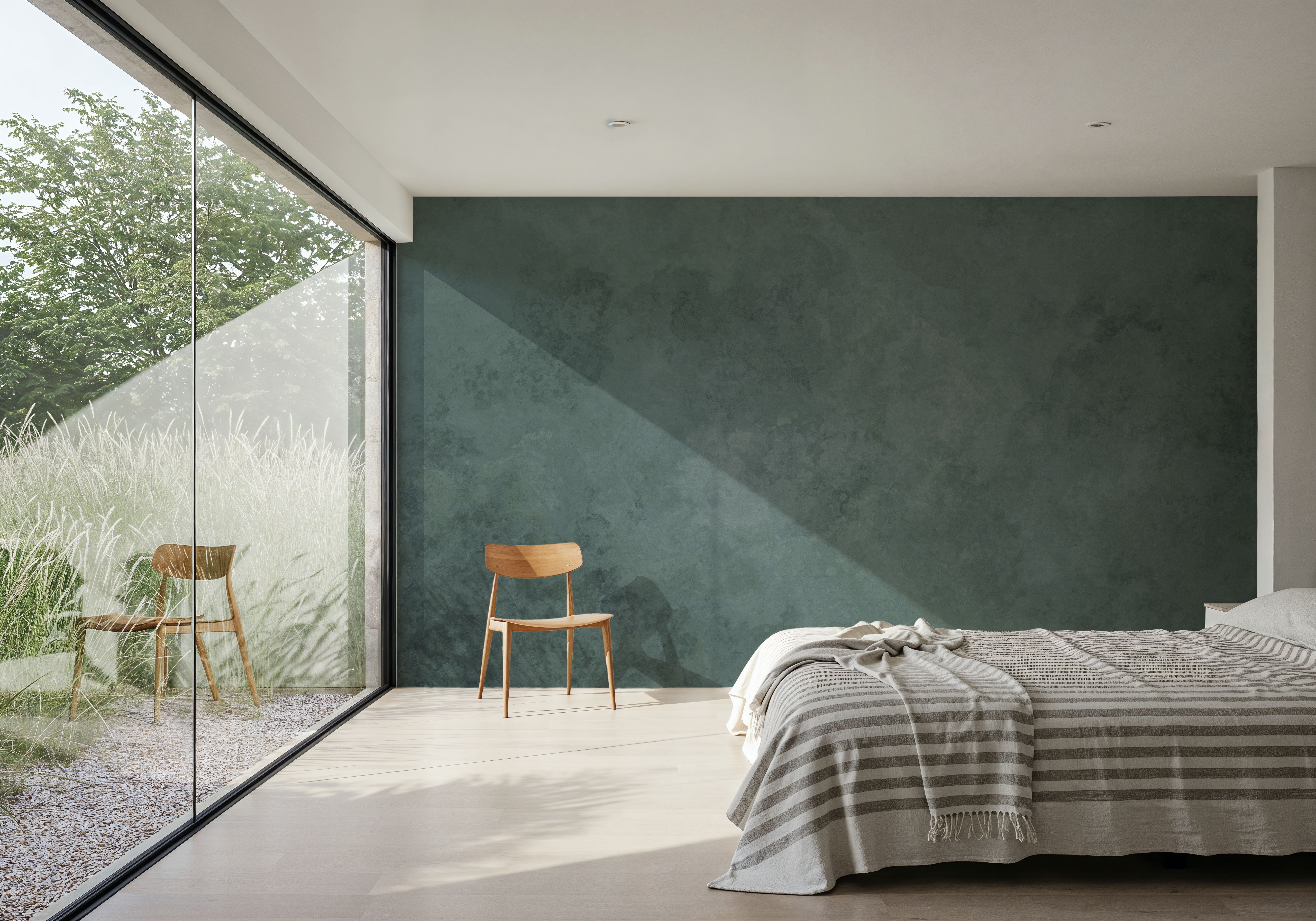 Subtle Plaster Wall, Forest Green, Wallpaper