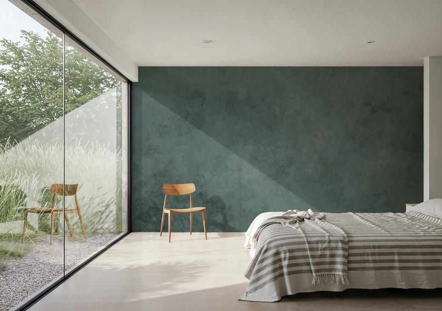 Subtle Plaster Wall, Forest Green