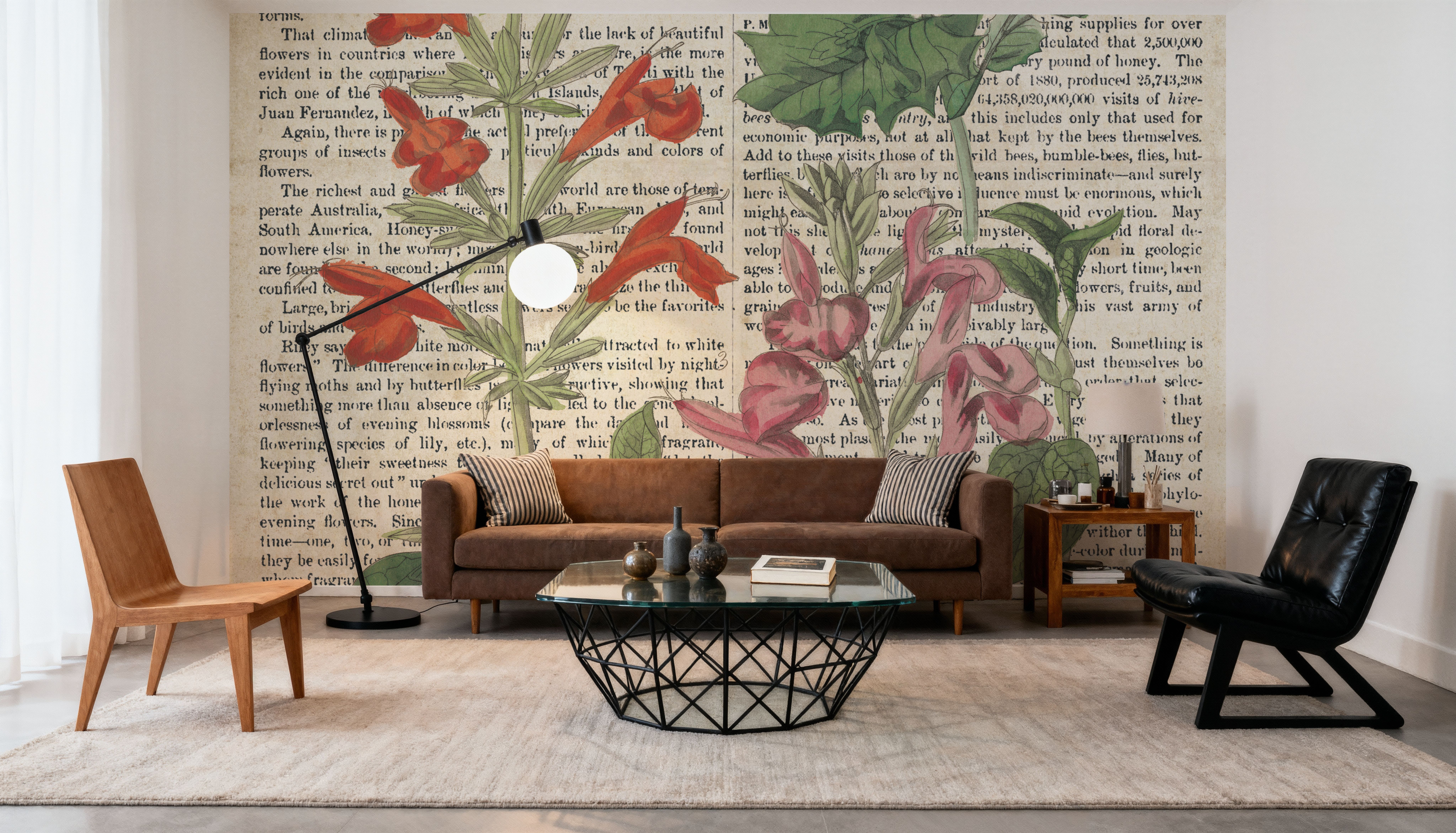 Salvia Florals on Newsprint I