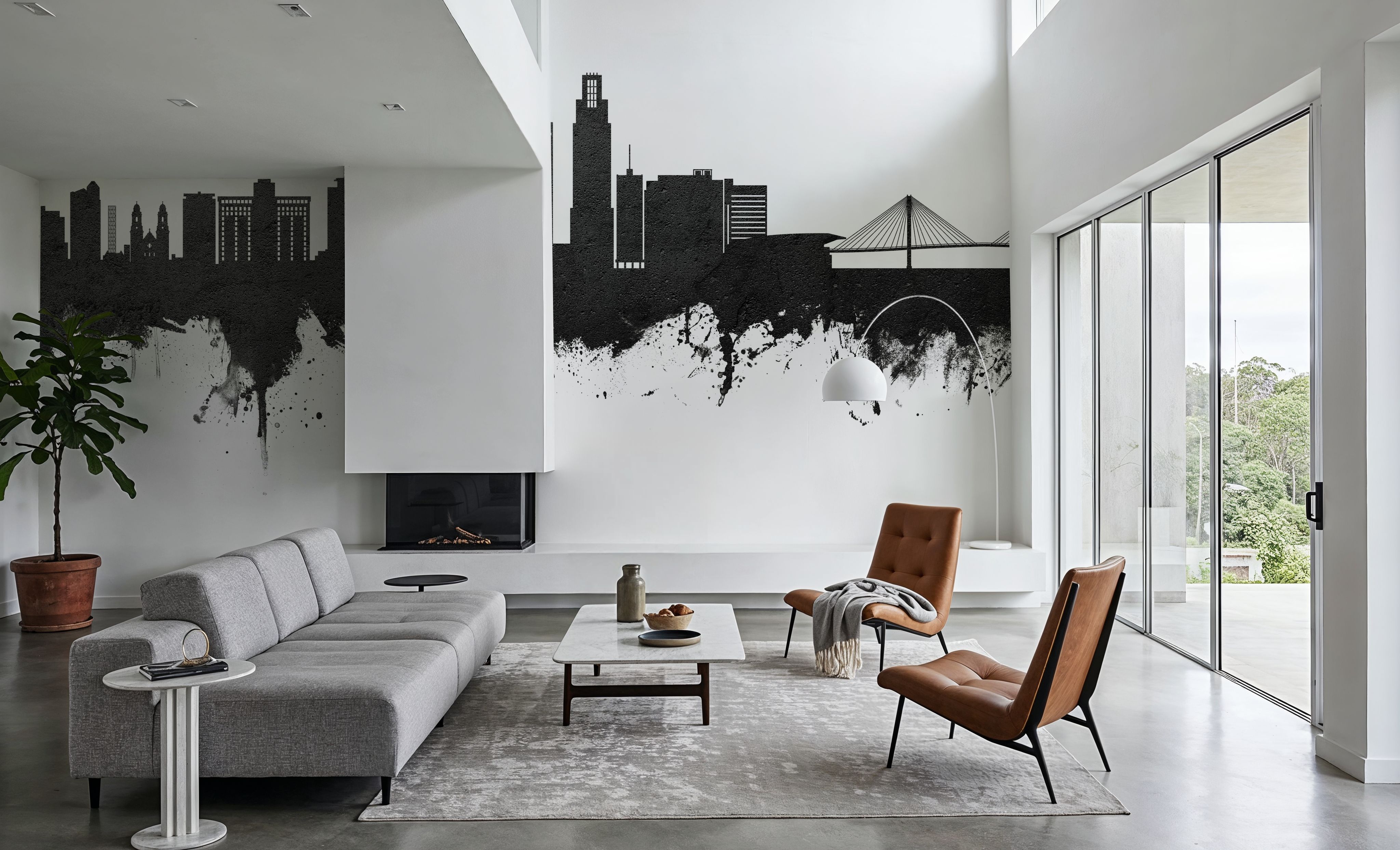 Omaha Nebraska Skyline Black & White