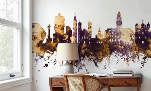 Porto Portugal Skyline Purple & Gold