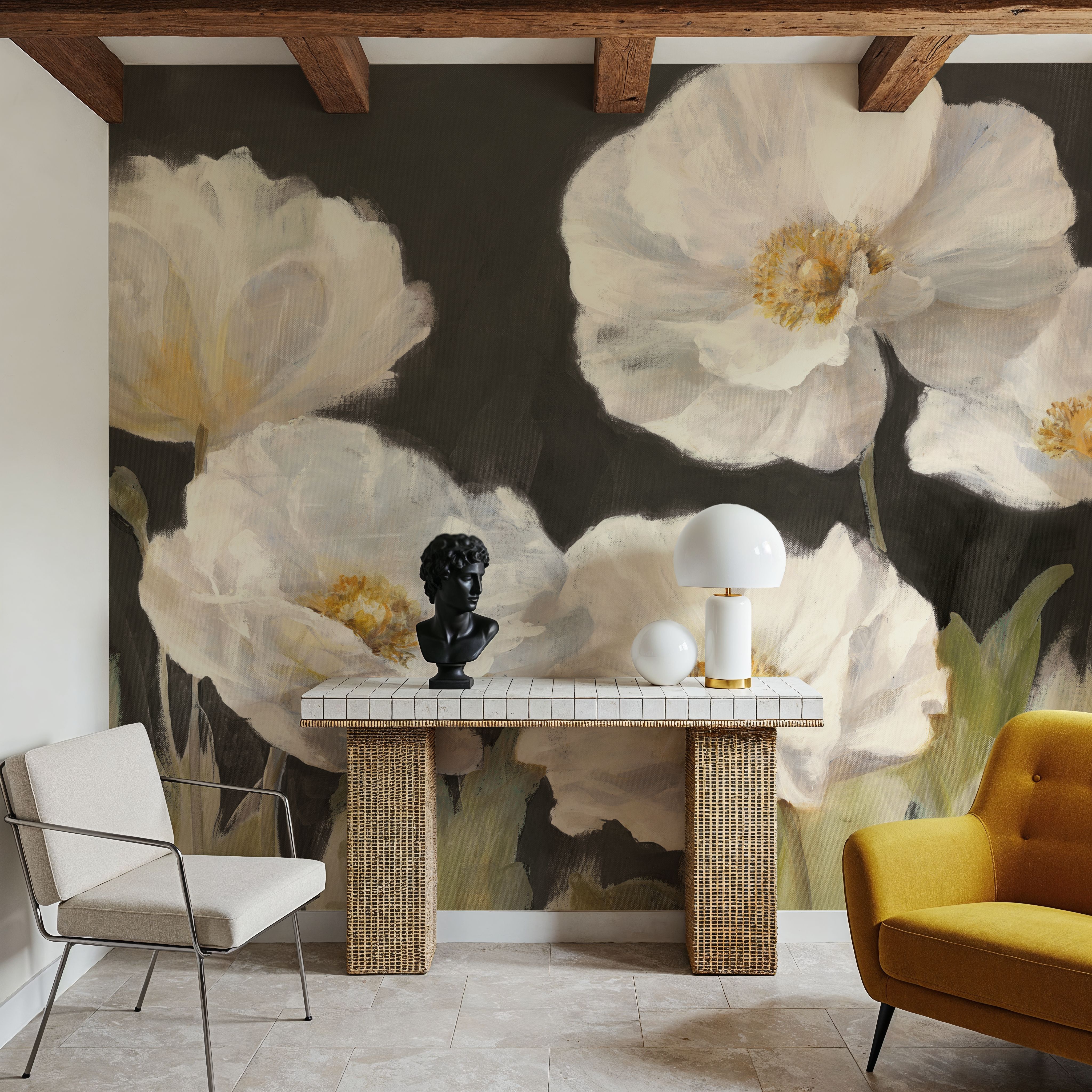 White Anemones on Black