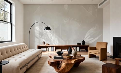 Solid Feather Geometry Beige